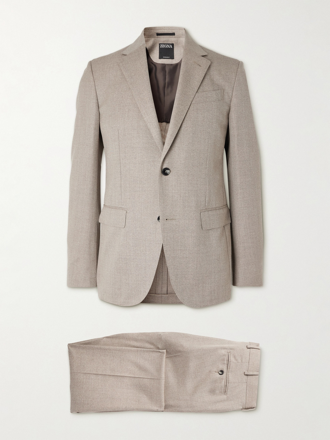 Zegna Wool-gabardine Suit In Gray