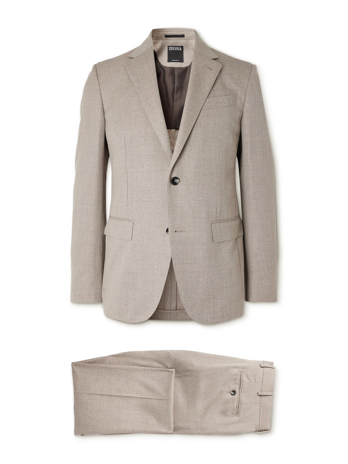 Zegna Wool-gabardine Suit In Gray