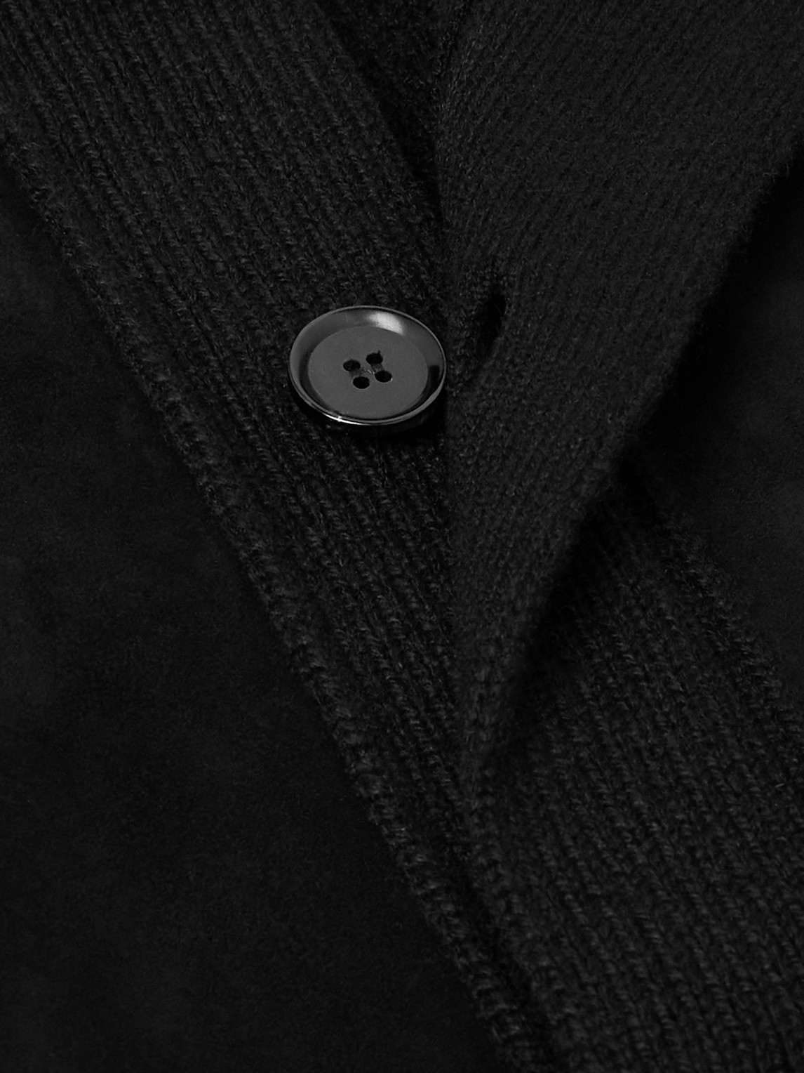Suede-Trimmed Textured-Cashmere Jacket