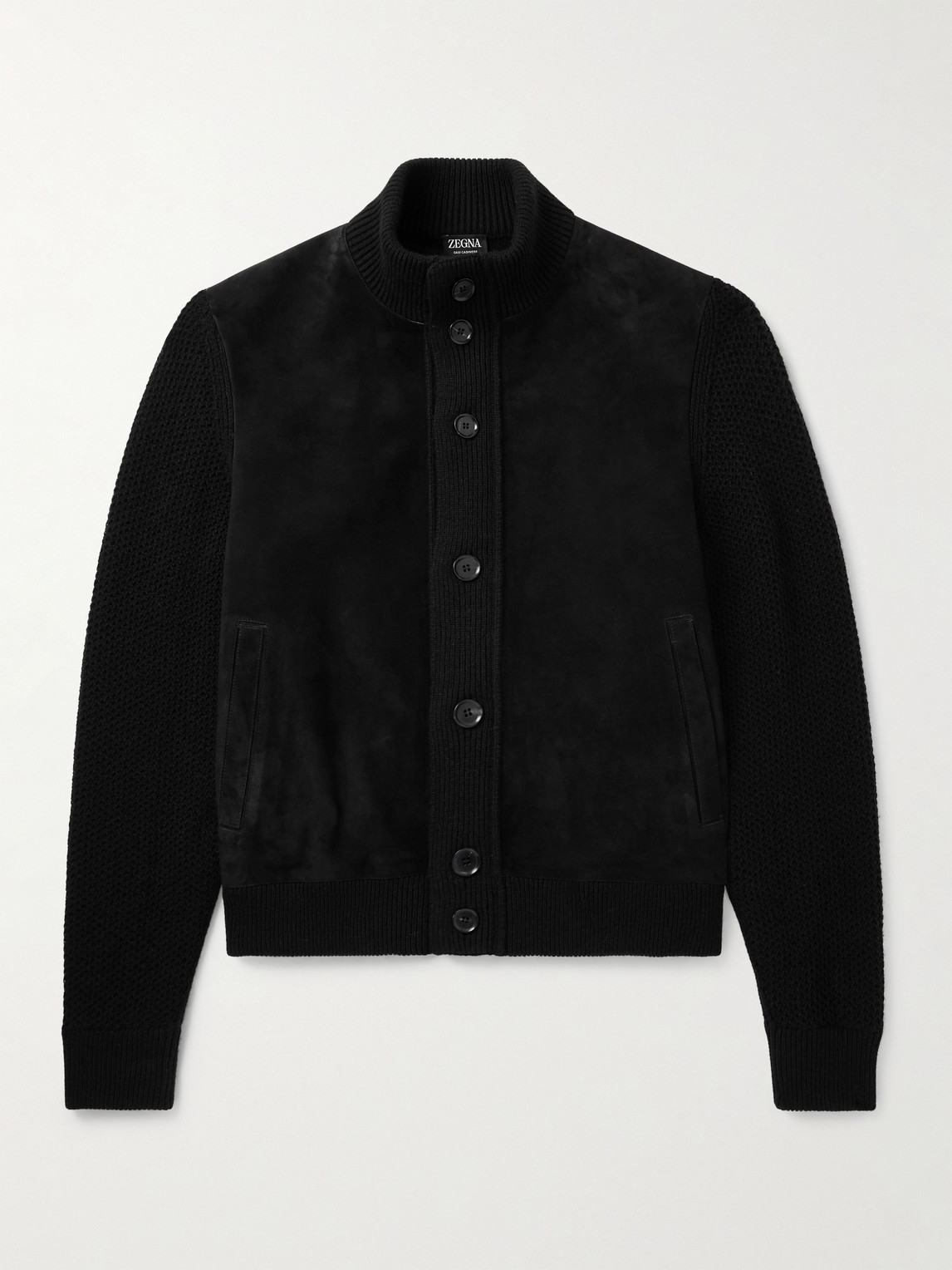 Zegna Suede-Trimmed Textured-Cashmere Jacket - Men