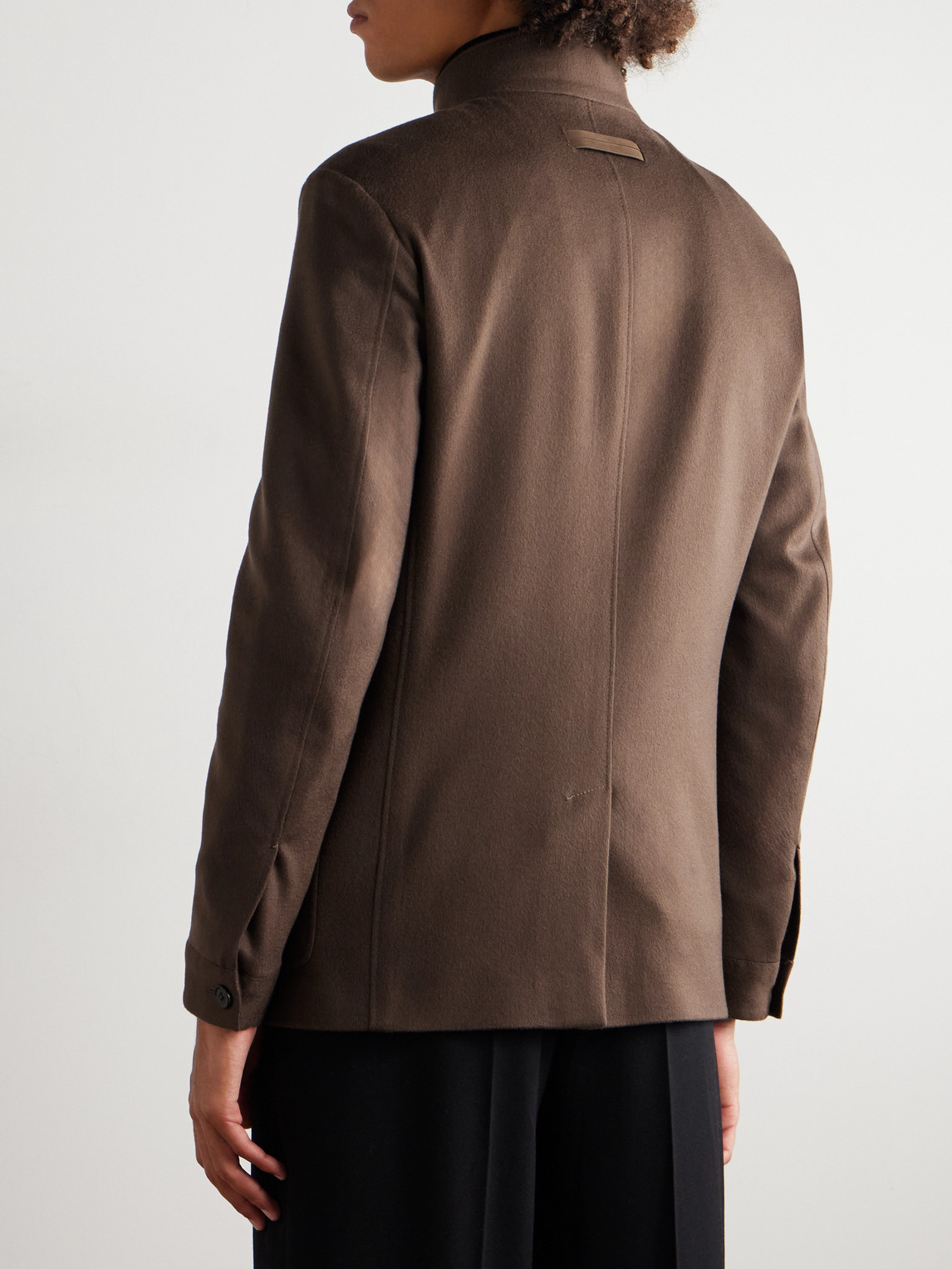 Ii Conte Leather-Trimmed Oasi Cashmere-Felt Jacket