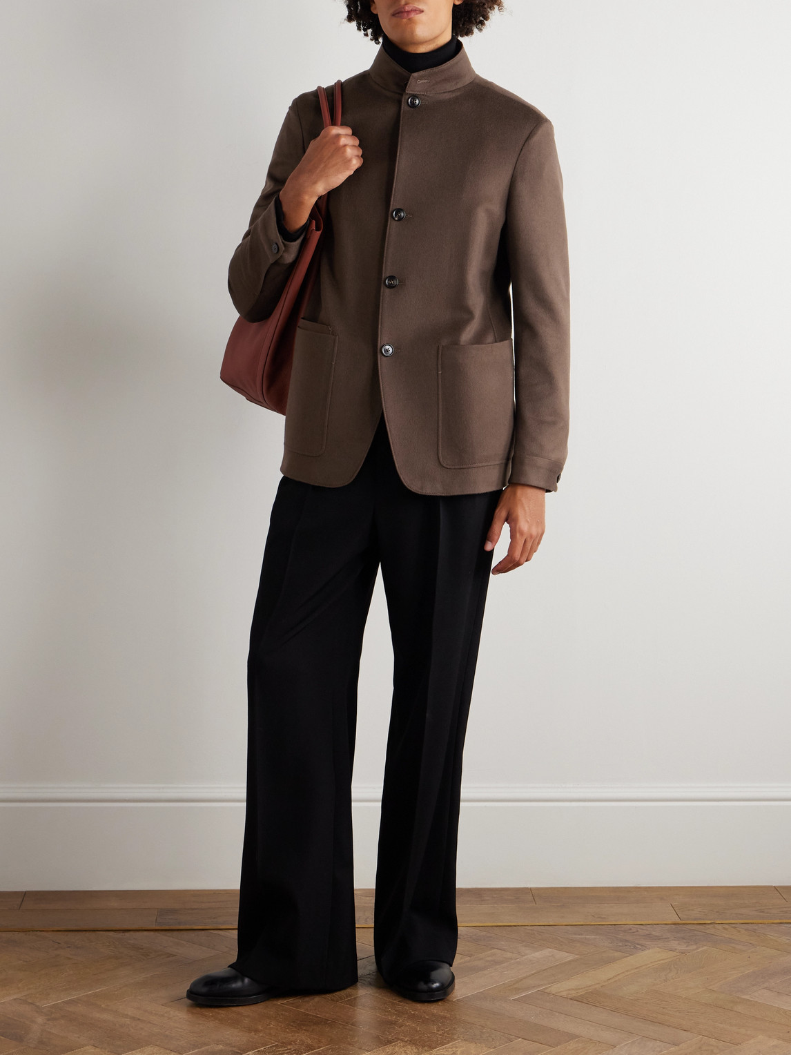 Ii Conte Leather-Trimmed Oasi Cashmere-Felt Jacket