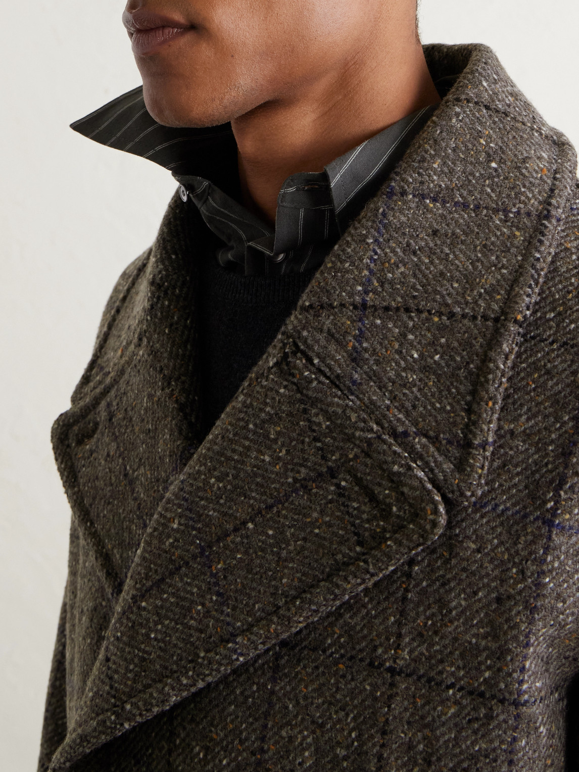 Double-Breasted Checked Wool And Cashmere-Blend Twill Overcoat