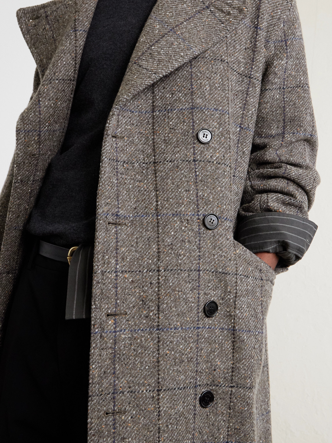 Double-Breasted Checked Wool And Cashmere-Blend Twill Overcoat