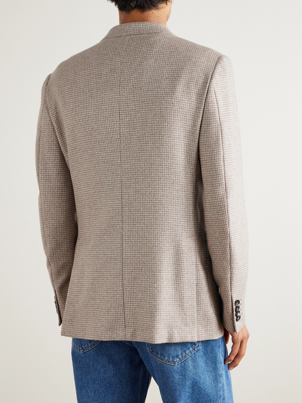 Zegna Houndstooth Silk And Cashmere-blend Blazer In Gray