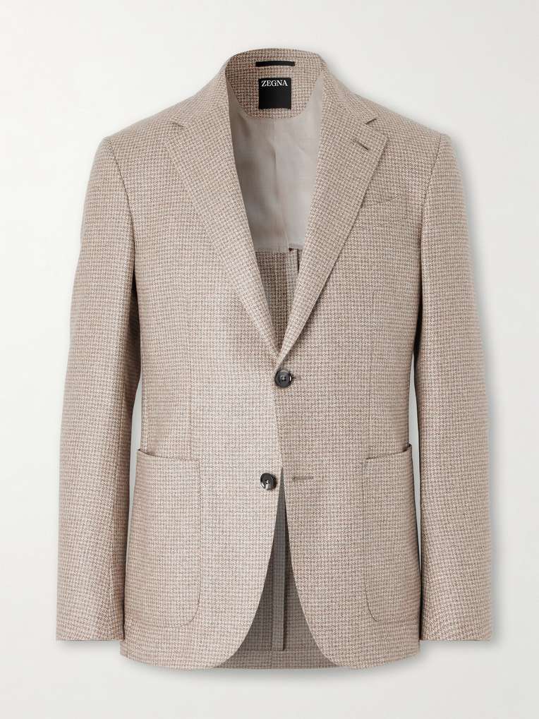 ZEGNA Houndstooth Silk and Cashmere-Blend Blazer