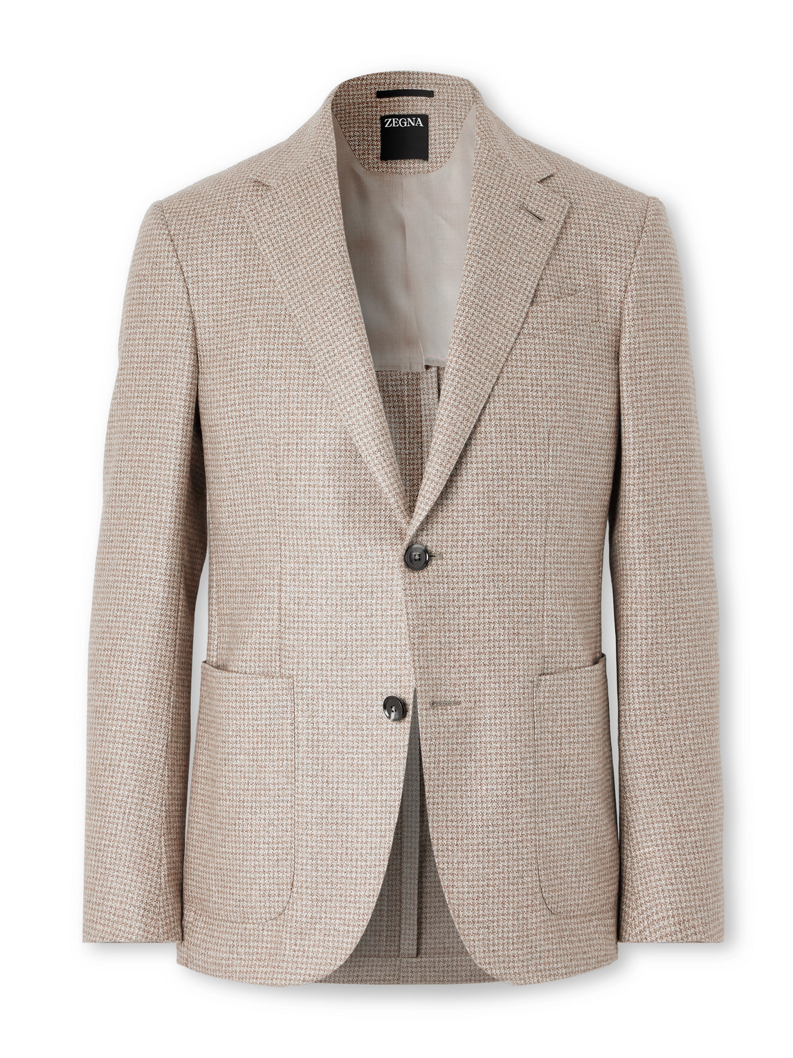 Zegna Houndstooth Silk And Cashmere-blend Blazer In Gray