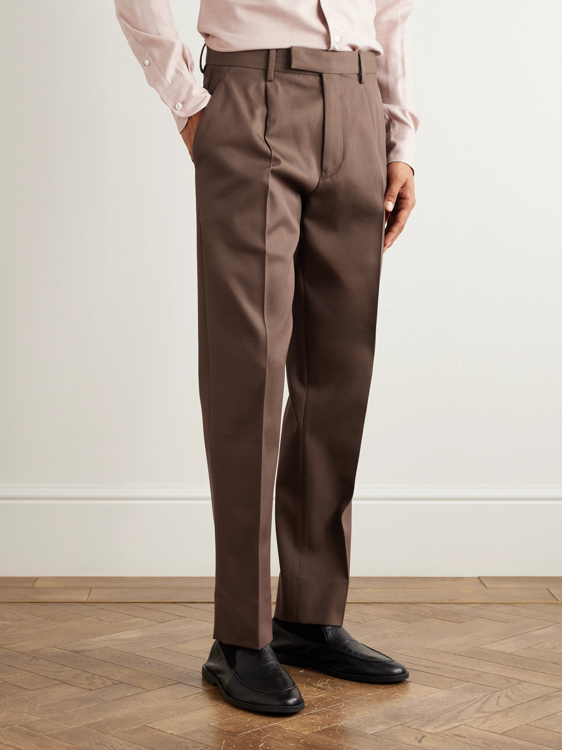 Straight-Leg Cotton And Wool