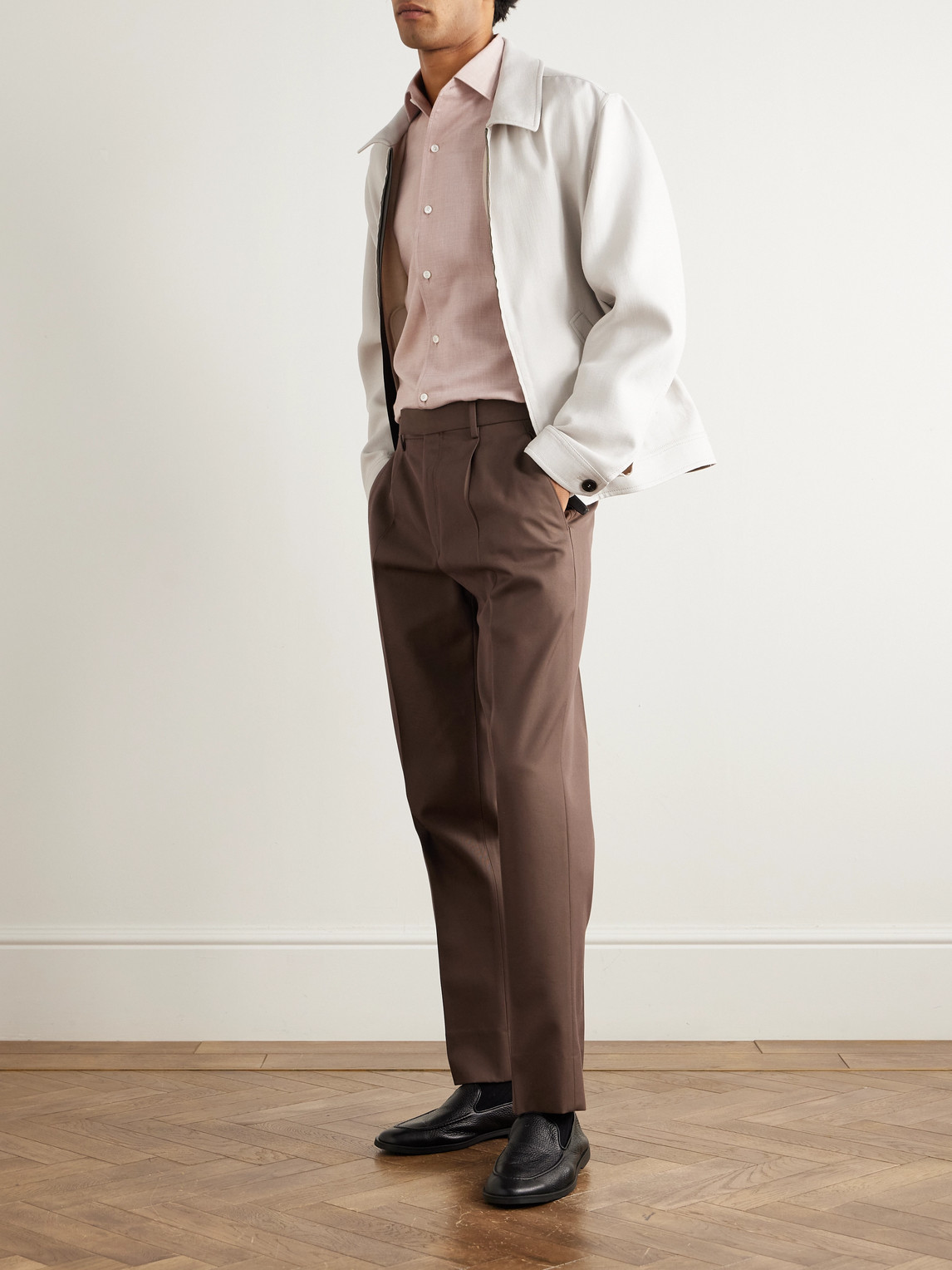 Straight-Leg Cotton And Wool