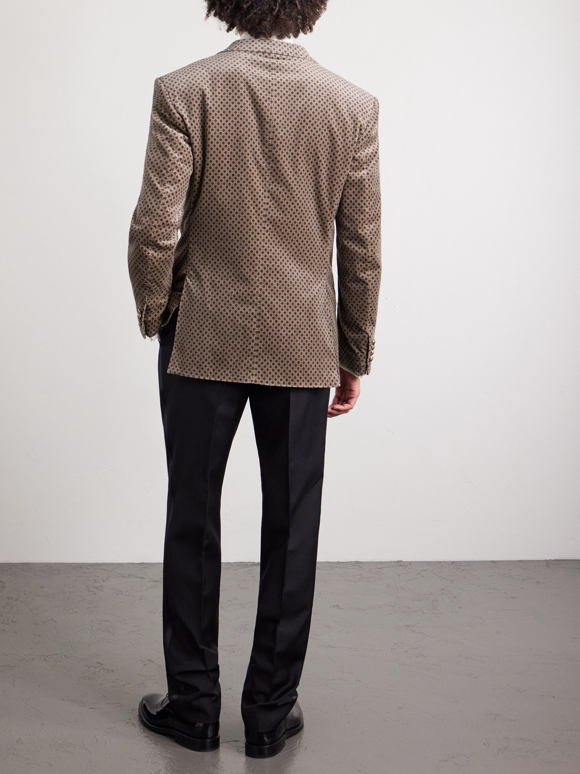 Slim-Fit Printed Cotton-Blend Velvet Tuxedo Jacket