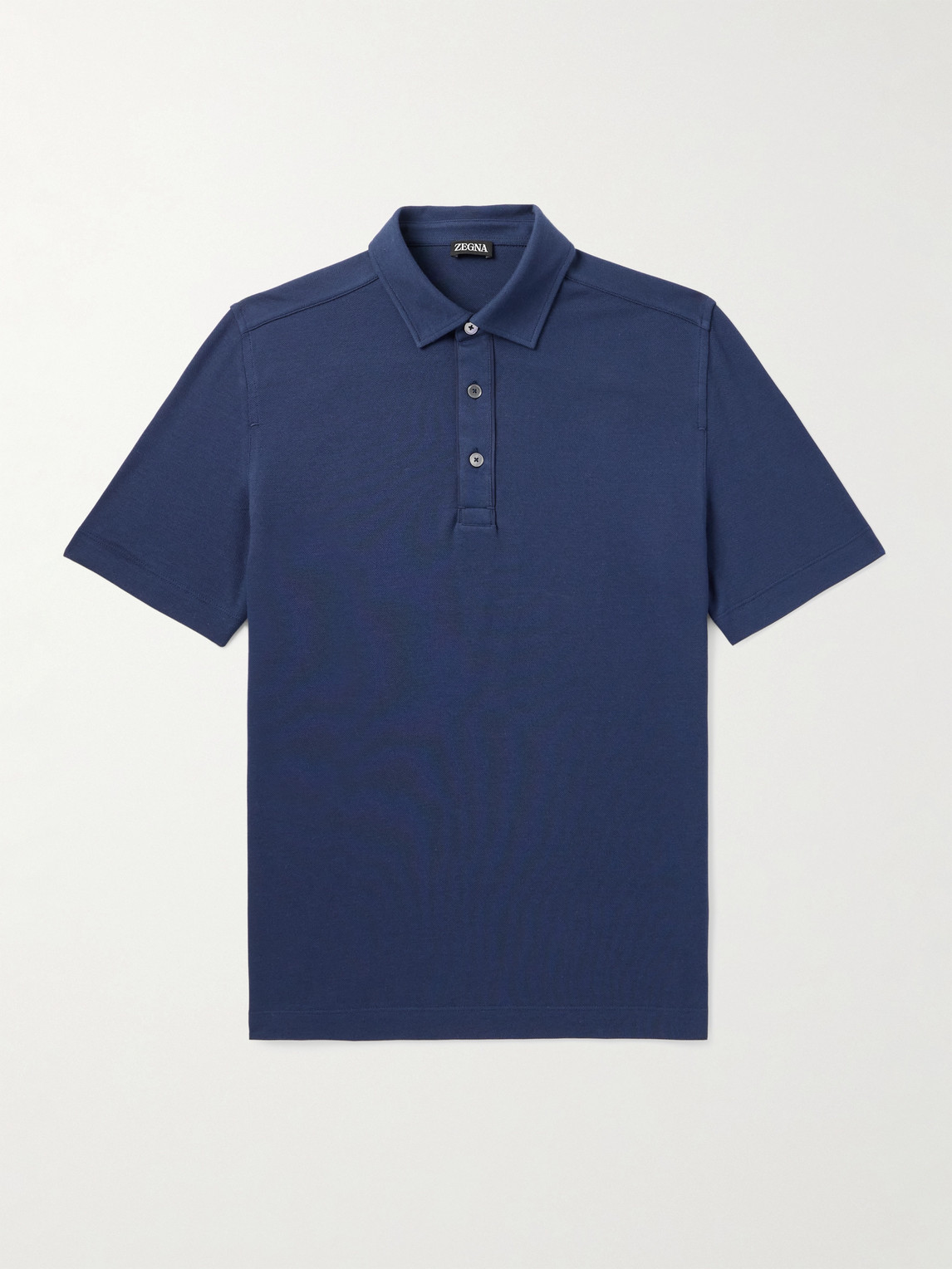 Zegna Leather-Trimmed Cotton-Piqué Polo Shirt - Men