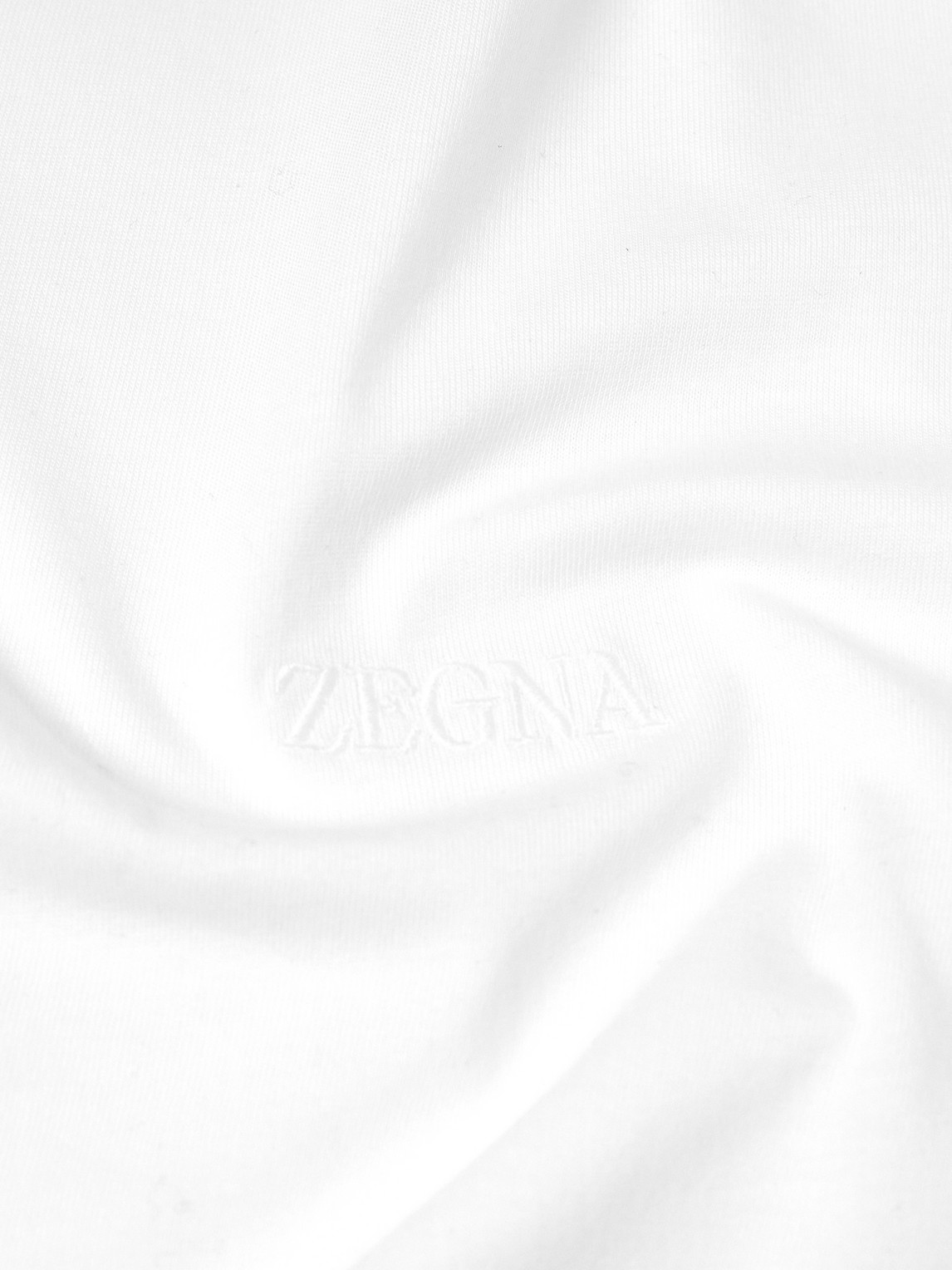 Zegna Slim-fit Logo-embroidered Cotton-jersey T-shirt In White