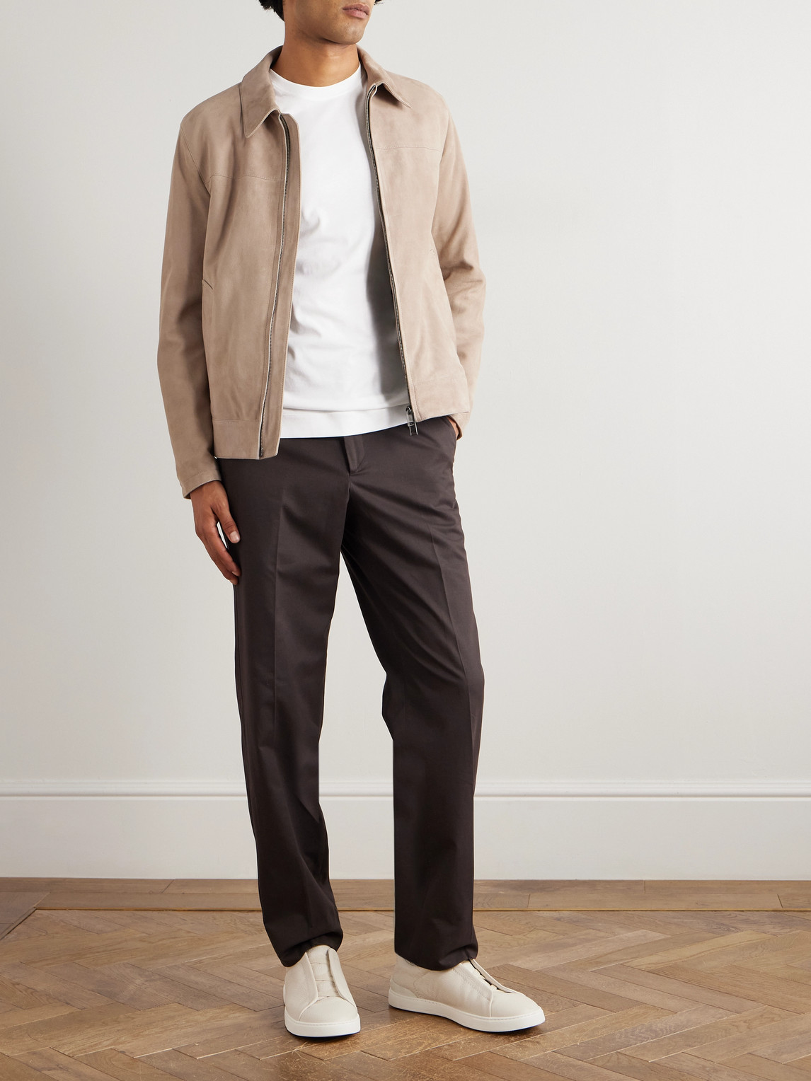 Zegna Slim-fit Logo-embroidered Cotton-jersey T-shirt In White