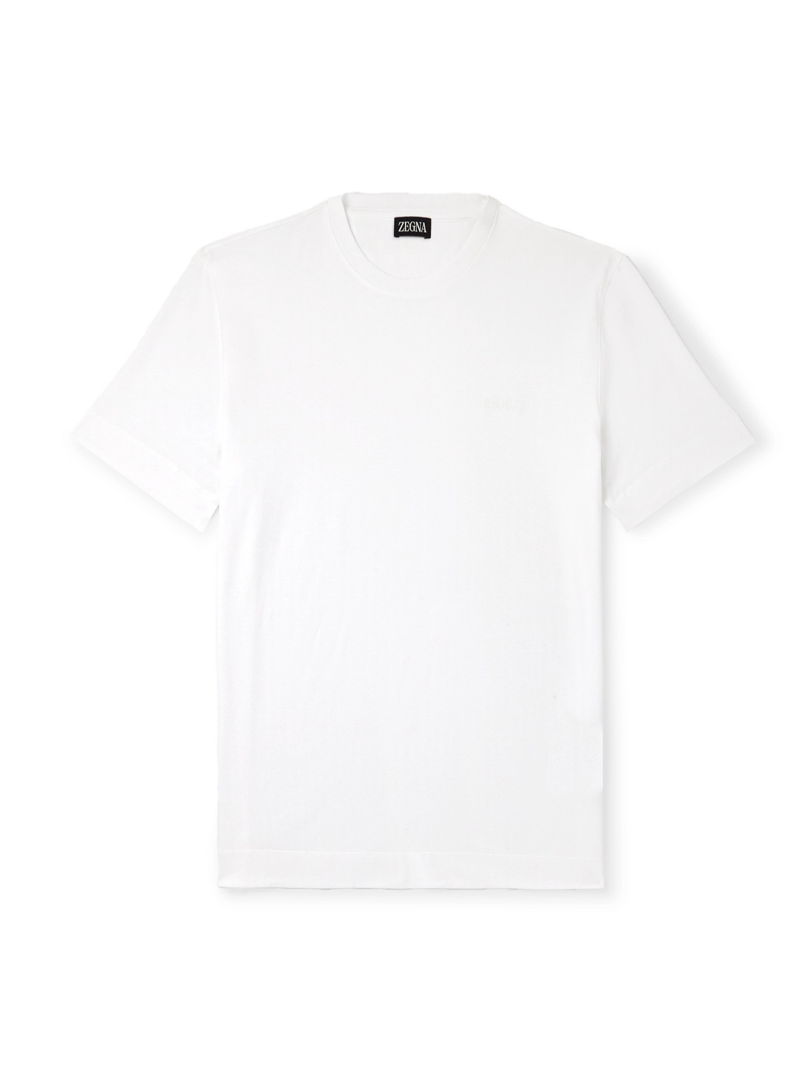Zegna Slim-fit Logo-embroidered Cotton-jersey T-shirt In White