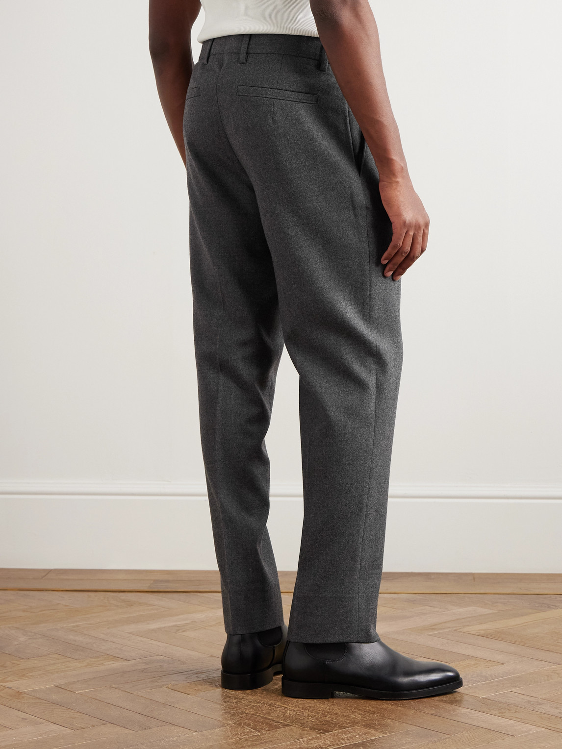  Zegna - Tapered Pleated Wool Trousers - Men - Gray - It 44 