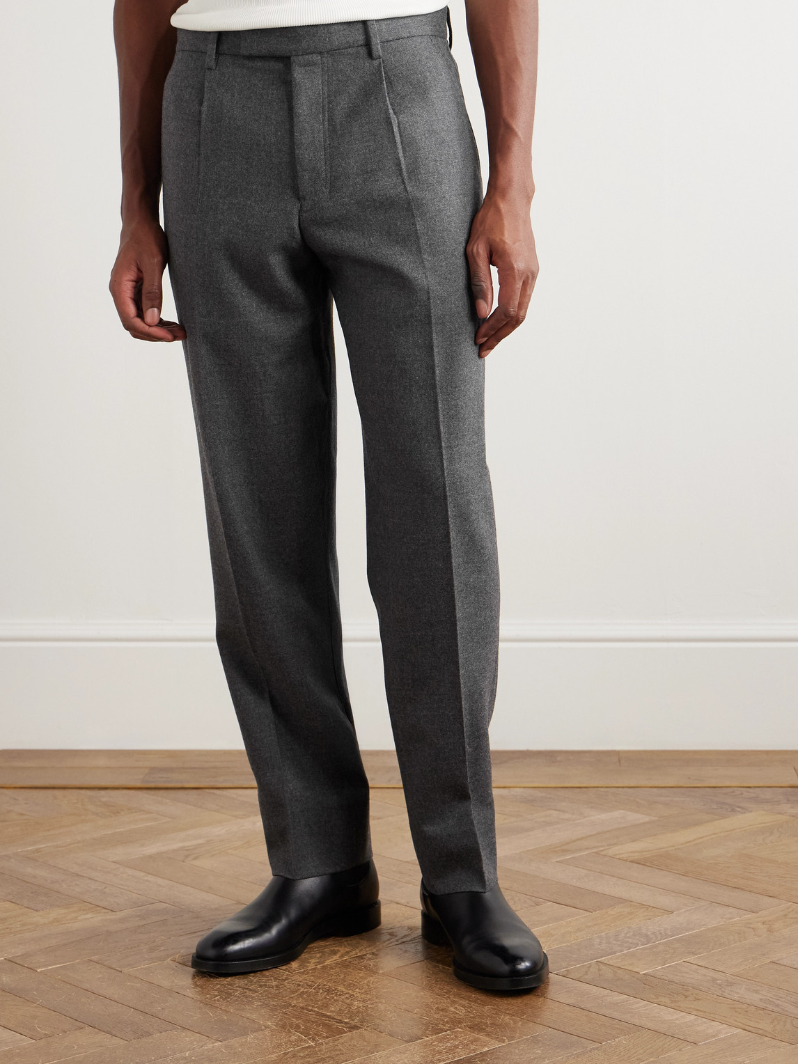  Zegna - Tapered Pleated Wool Trousers - Men - Gray - It 44 
