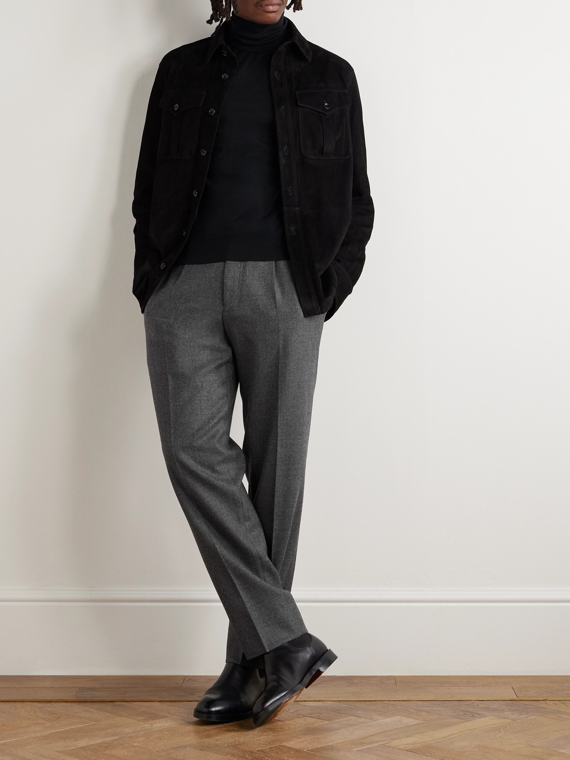 Tapered Pleated Wool