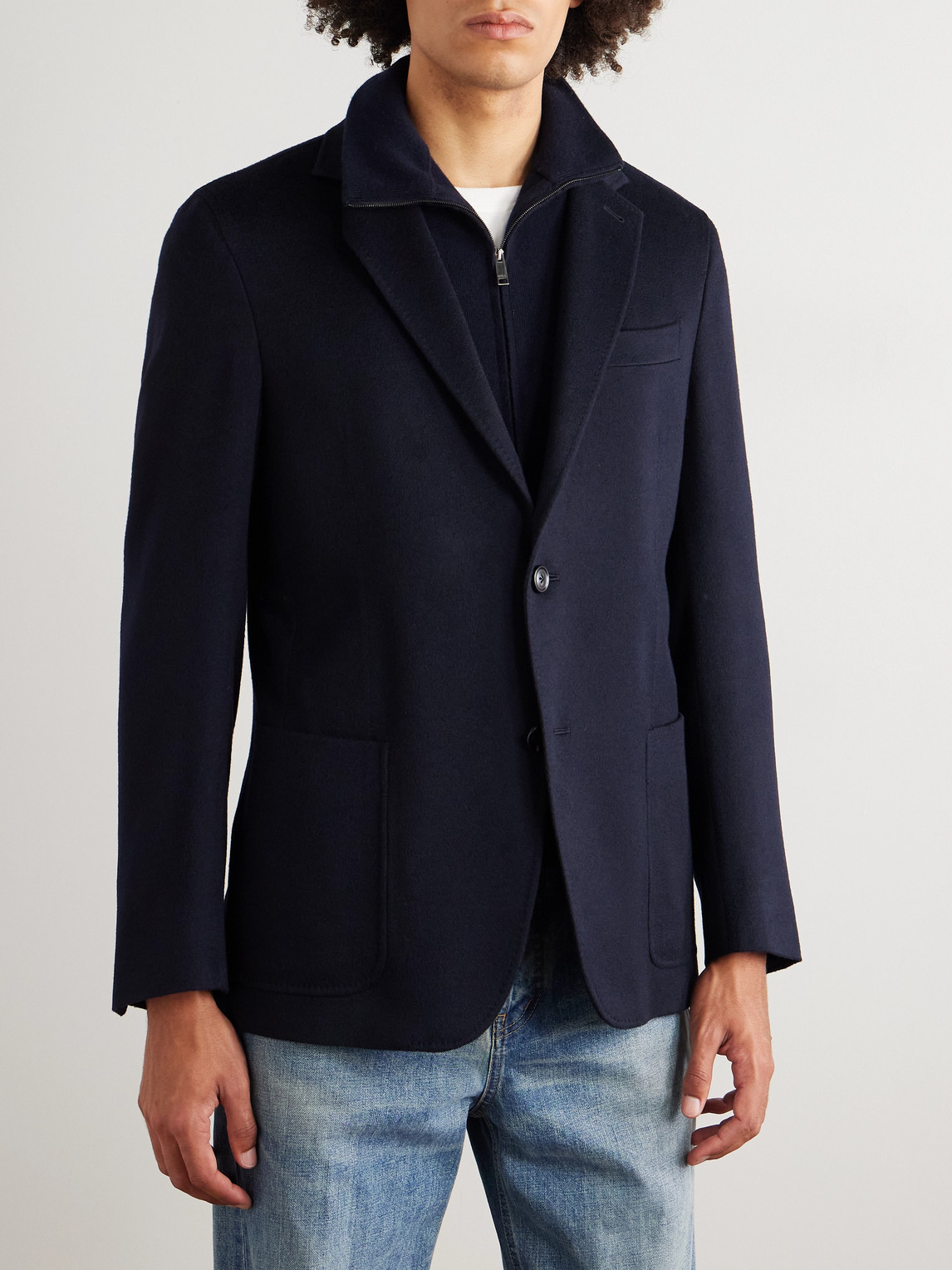  Zegna - Layered Cashmere Blazer - Men - Blue - It 46 