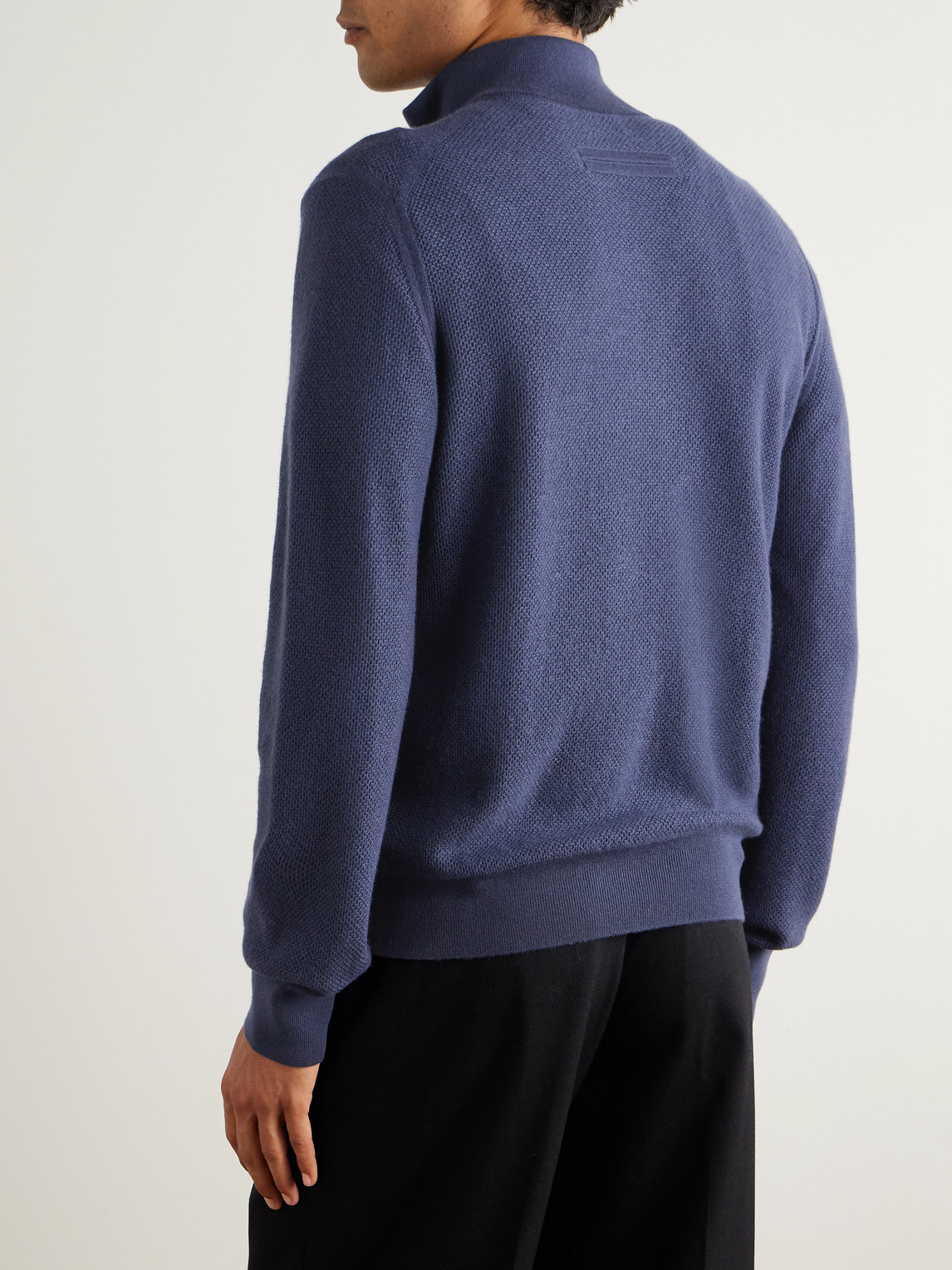 Oasi Leather-Trimmed Cashmere Half-Zip Sweater