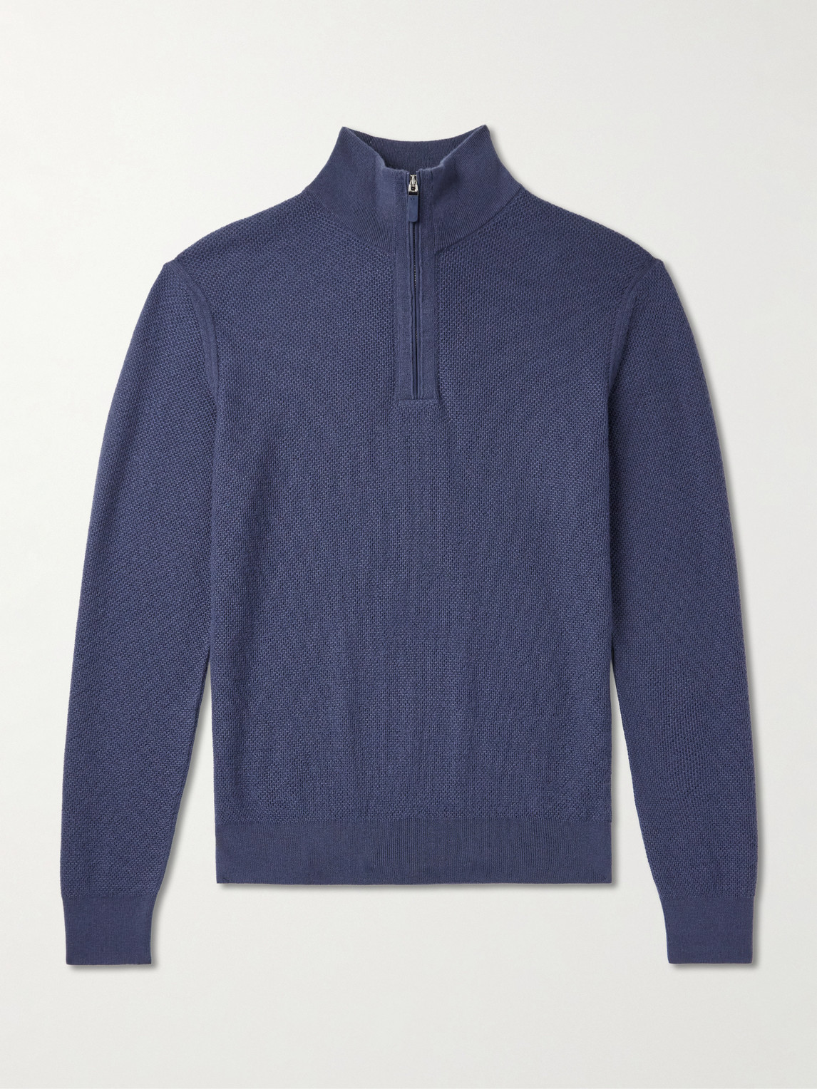 Zegna Oasi Leather-Trimmed Cashmere Half-Zip Sweater - Men