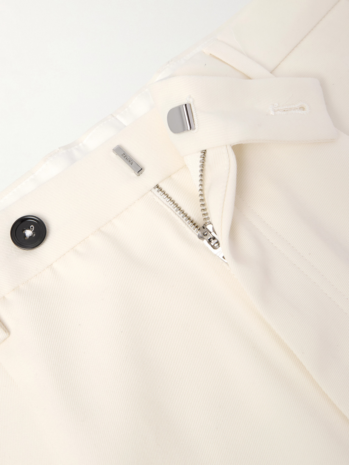 Zegna Straight-leg Cotton And Wool-blend Trousers In White
