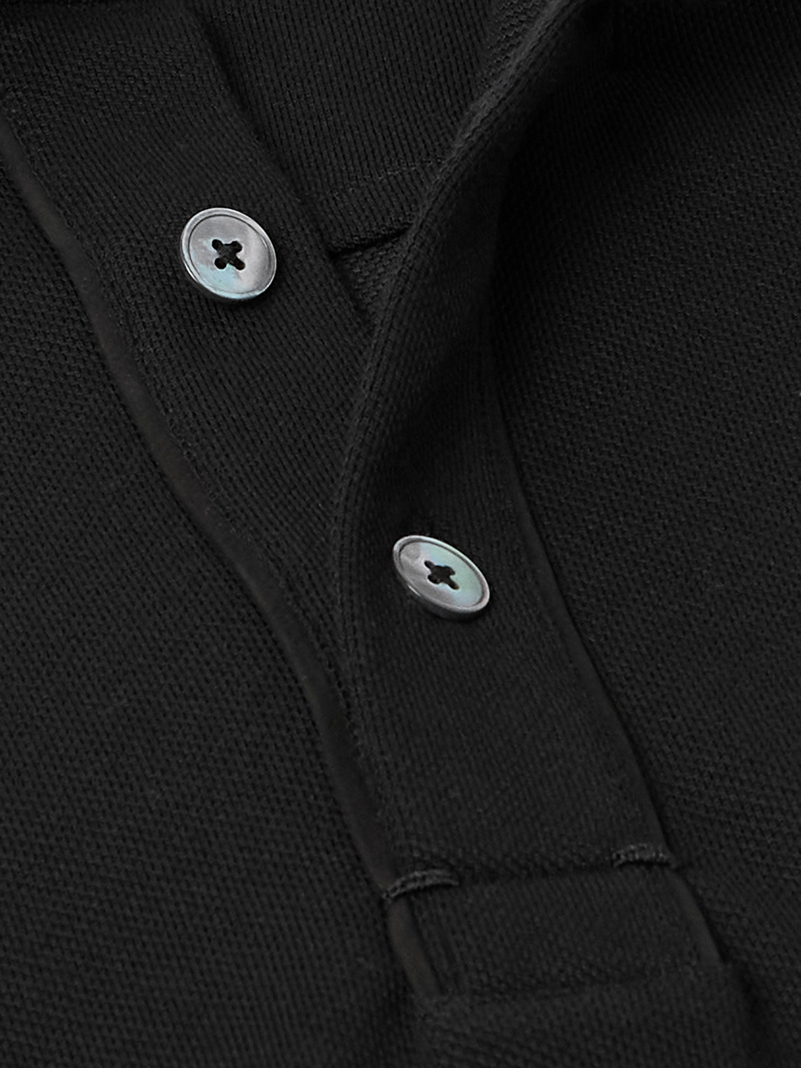 Leather-Trimmed Cotton-Piqué Polo Shirt