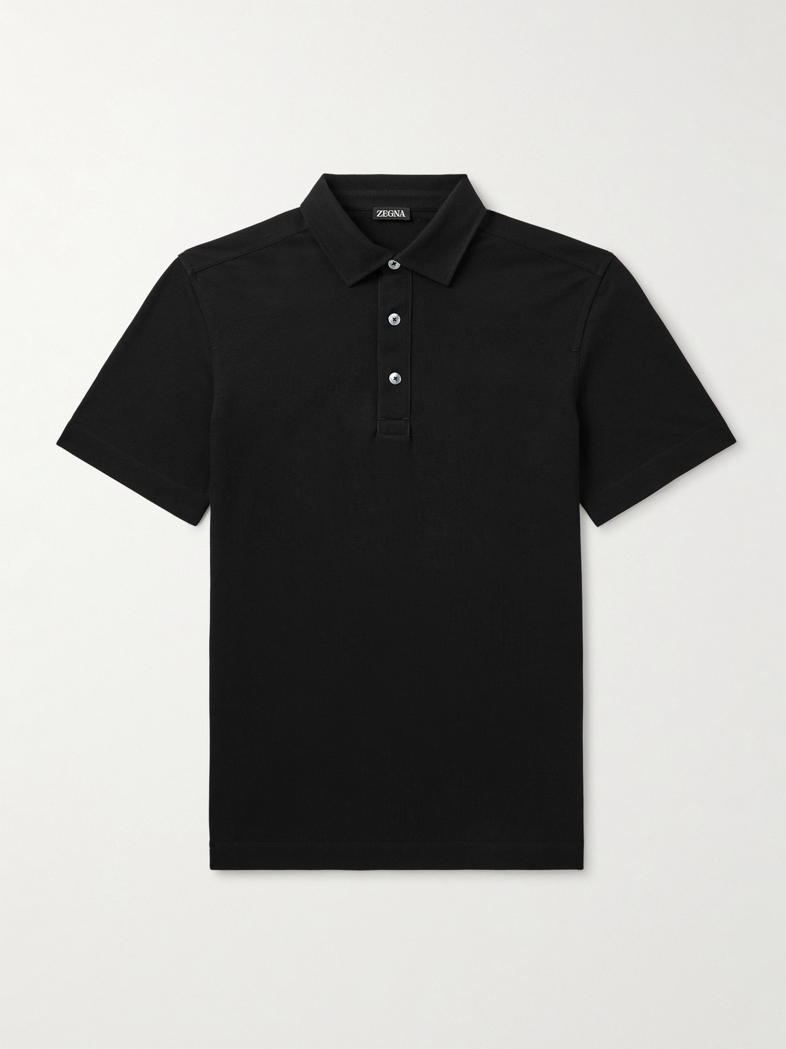 Zegna Leather-Trimmed Cotton-Piqué Polo Shirt - Men