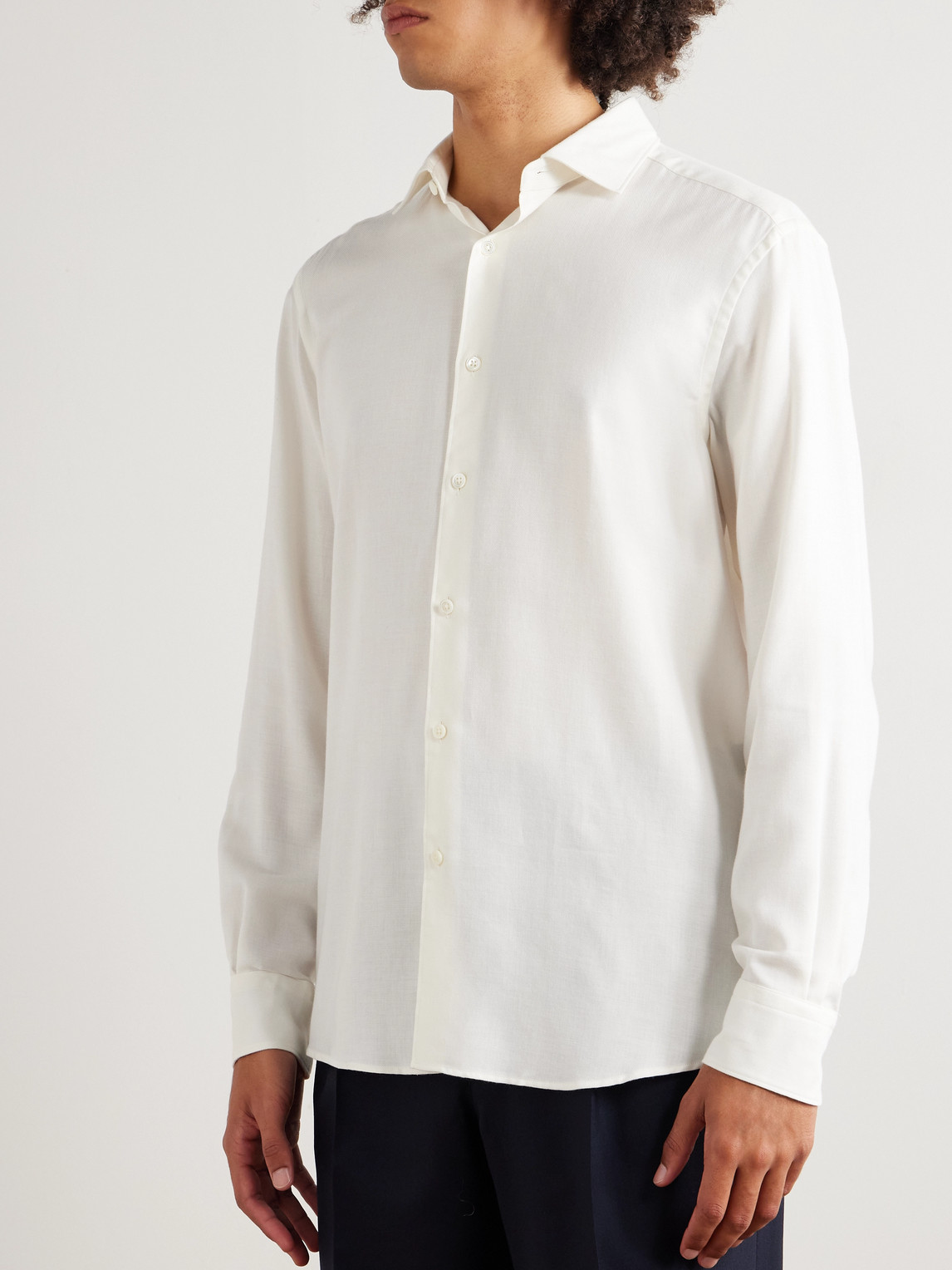 Cotton And Cashmere-Blend Twill Shirt