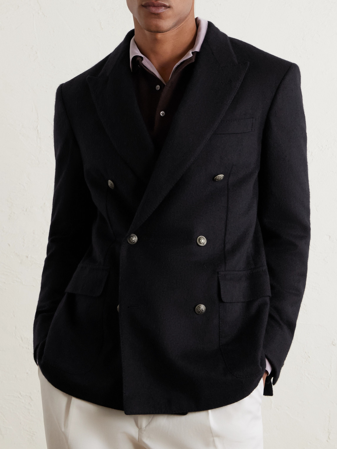  Dunhill - Double-breasted Cashmere Blazer - Men - Blue - It 46 