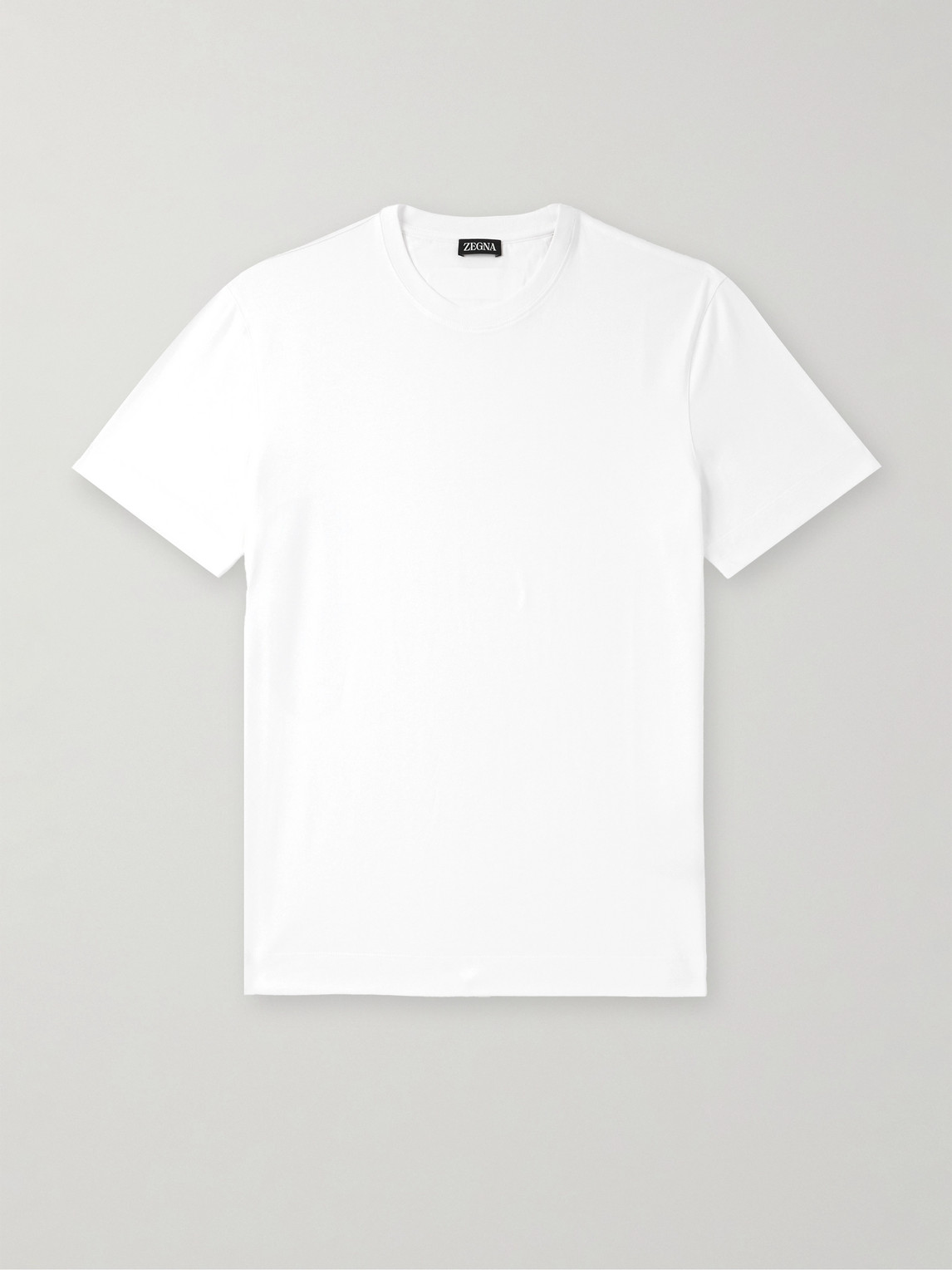 Zegna Slim-fit Logo-embroidered Cotton-jersey T-shirt In White