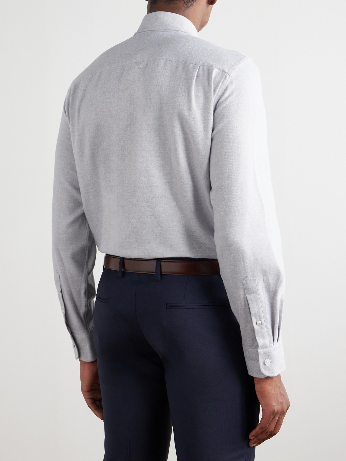 Cutaway-Collar Brushed-Cotton Shirt