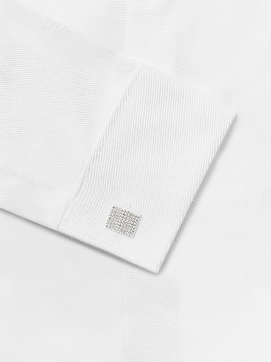 Dunhill Hobnail Rhodium-plated Cufflinks In Silver