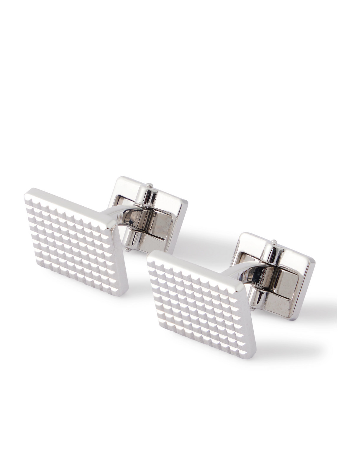 Dunhill Hobnail Rhodium-plated Cufflinks In Silver