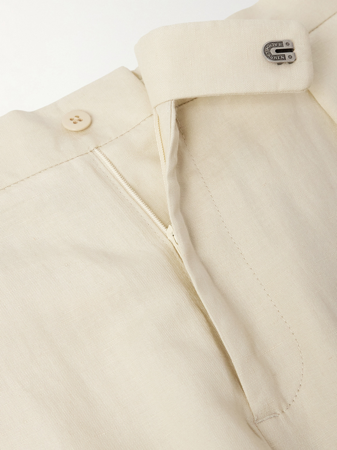 Ralph Lauren Davis Straight-leg Silk And Linen-blend Trousers In Neutral