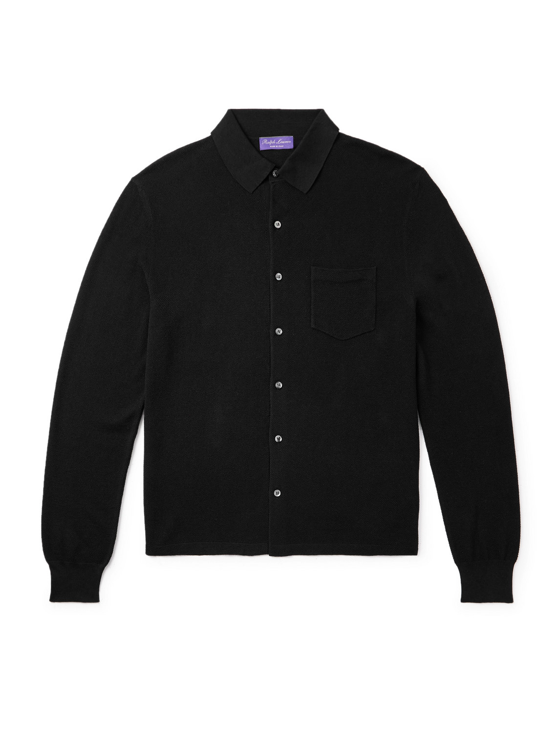 Ralph Lauren Silk And Cotton-blend Piqué Cardigan In Black