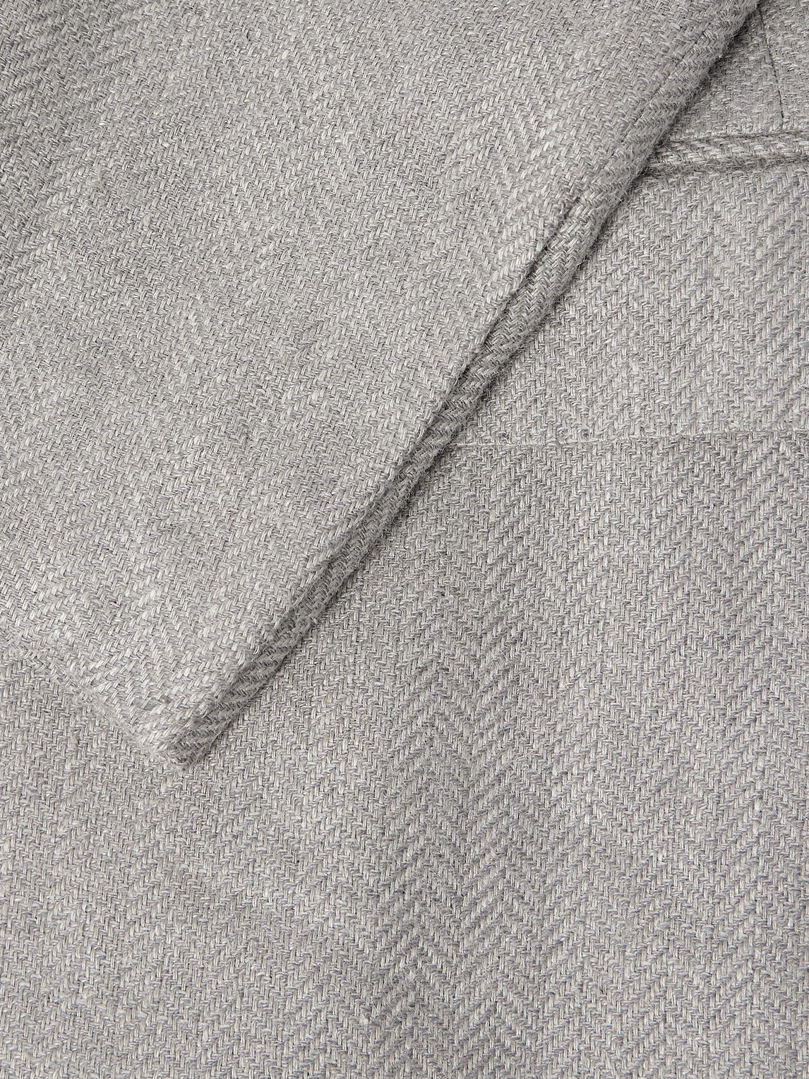 Ralph Lauren Kent Herringbone Linen, Silk And Cotton-blend Suit Jacket In Gray