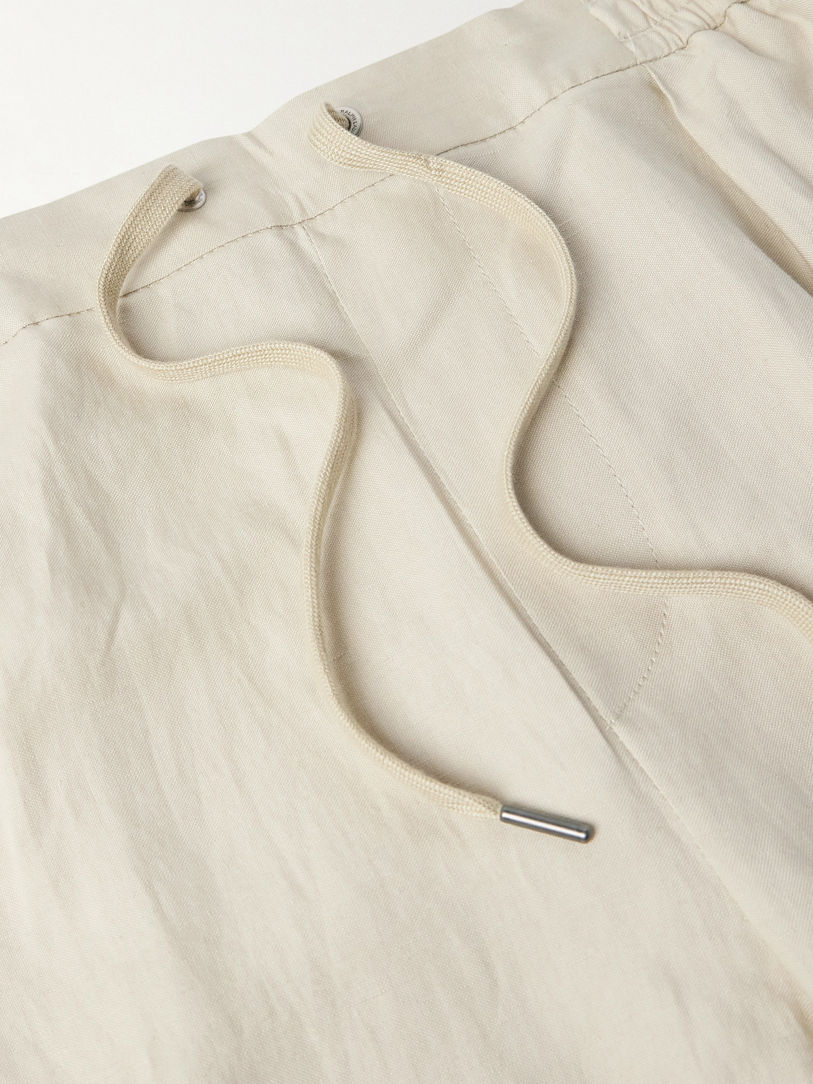 Ralph Lauren Dorest Straight-leg Pleated Silk And Linen-blend Drawstring Shorts In Neutral