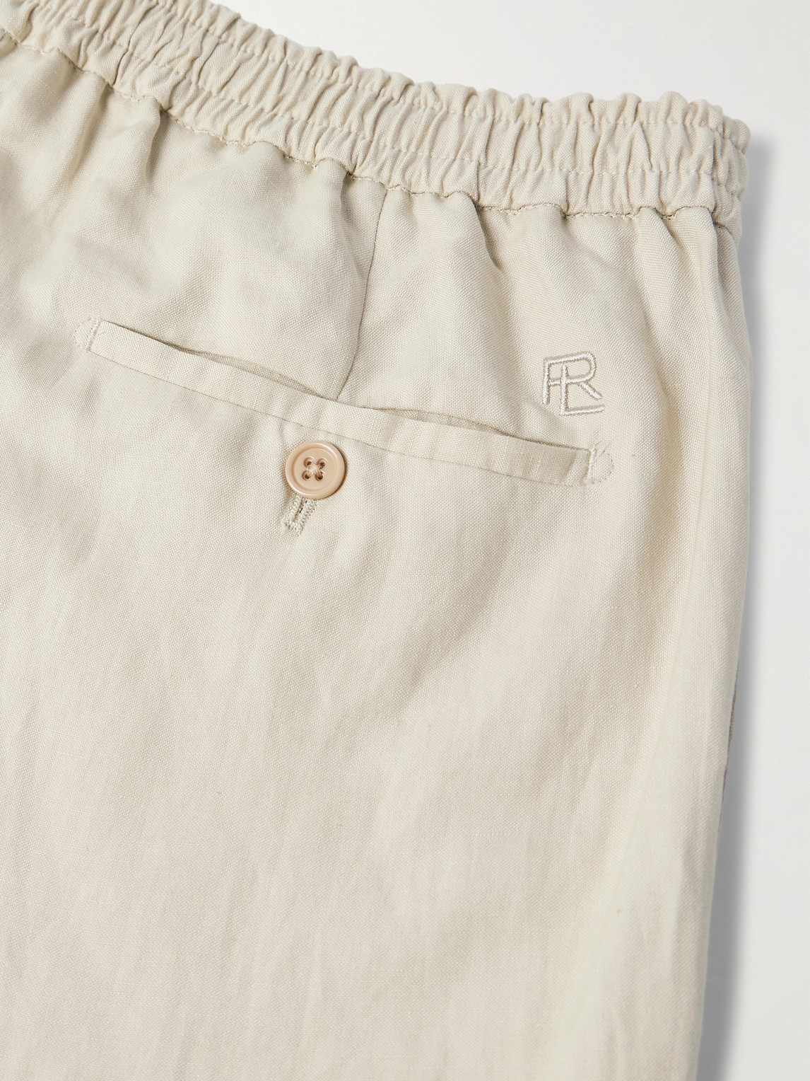Ralph Lauren Dorest Straight-leg Pleated Silk And Linen-blend Drawstring Shorts In Neutral