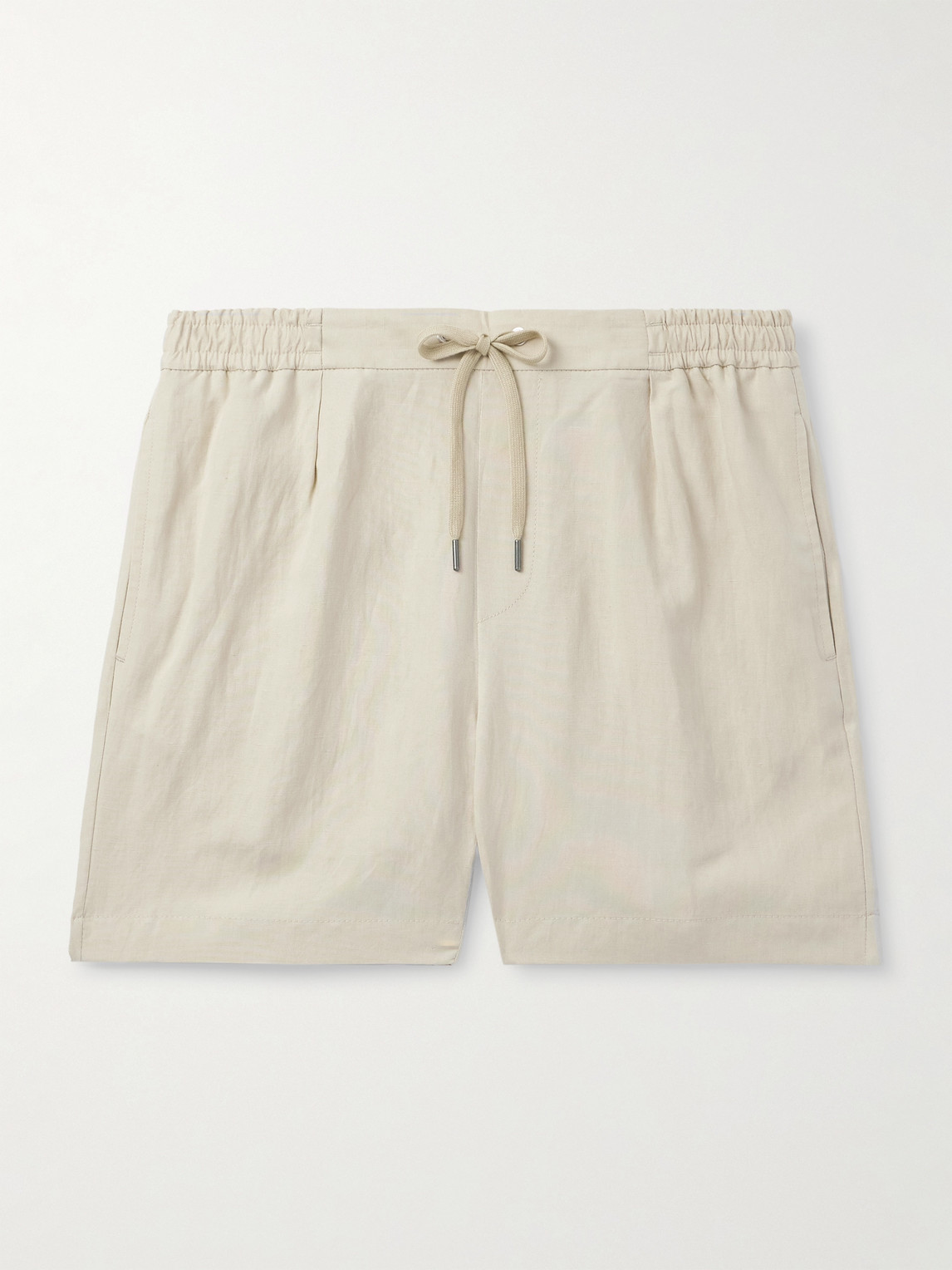 Ralph Lauren Purple Label Dorest Straight-Leg Pleated Silk and Linen-Blend Drawstring Shorts - Men