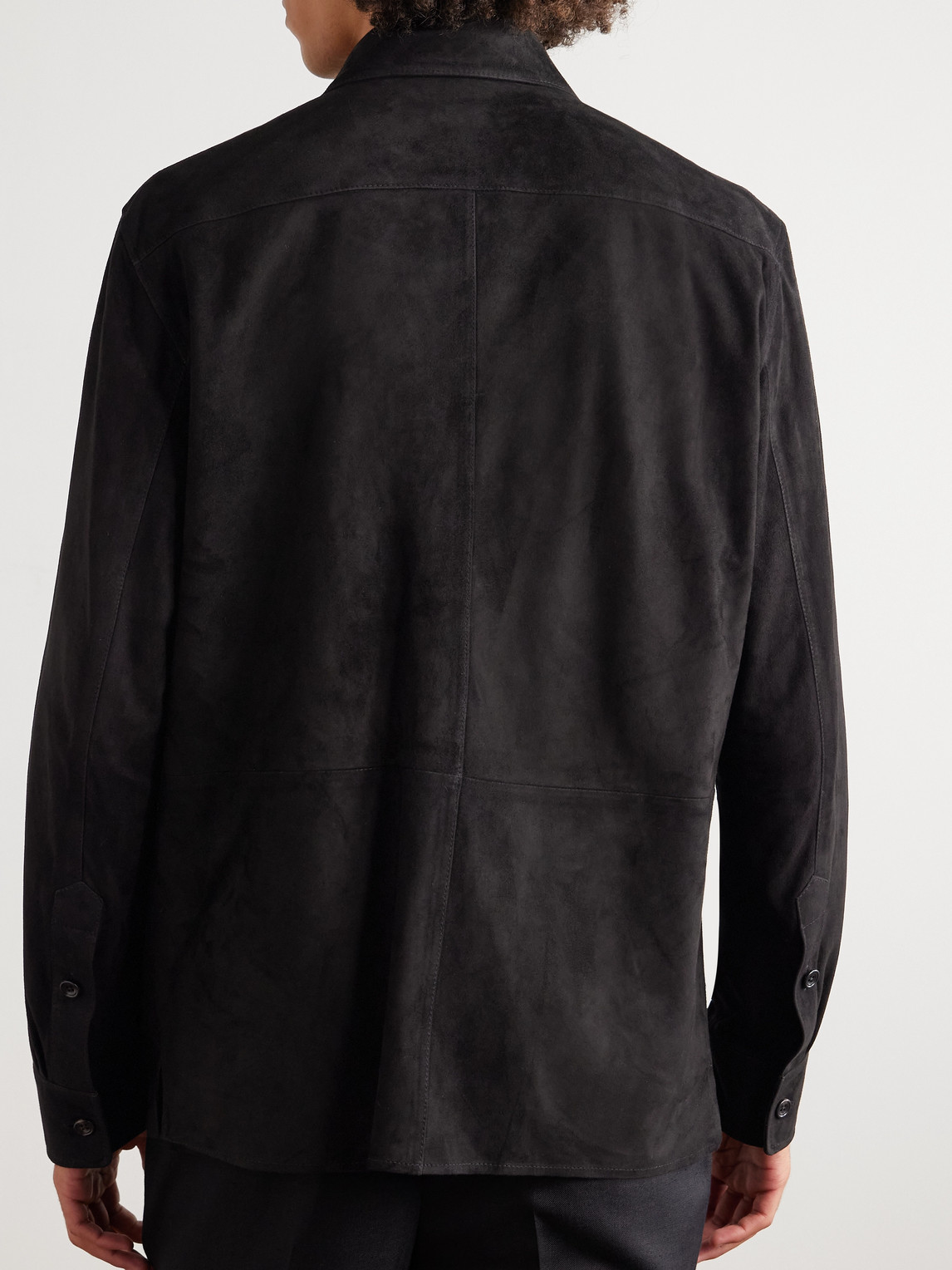 Ralph Lauren Barron Suede Overshirt In Black