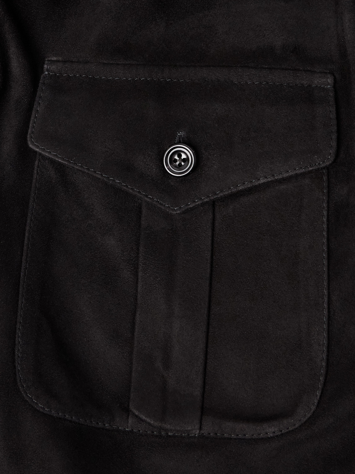Ralph Lauren Barron Suede Overshirt In Black