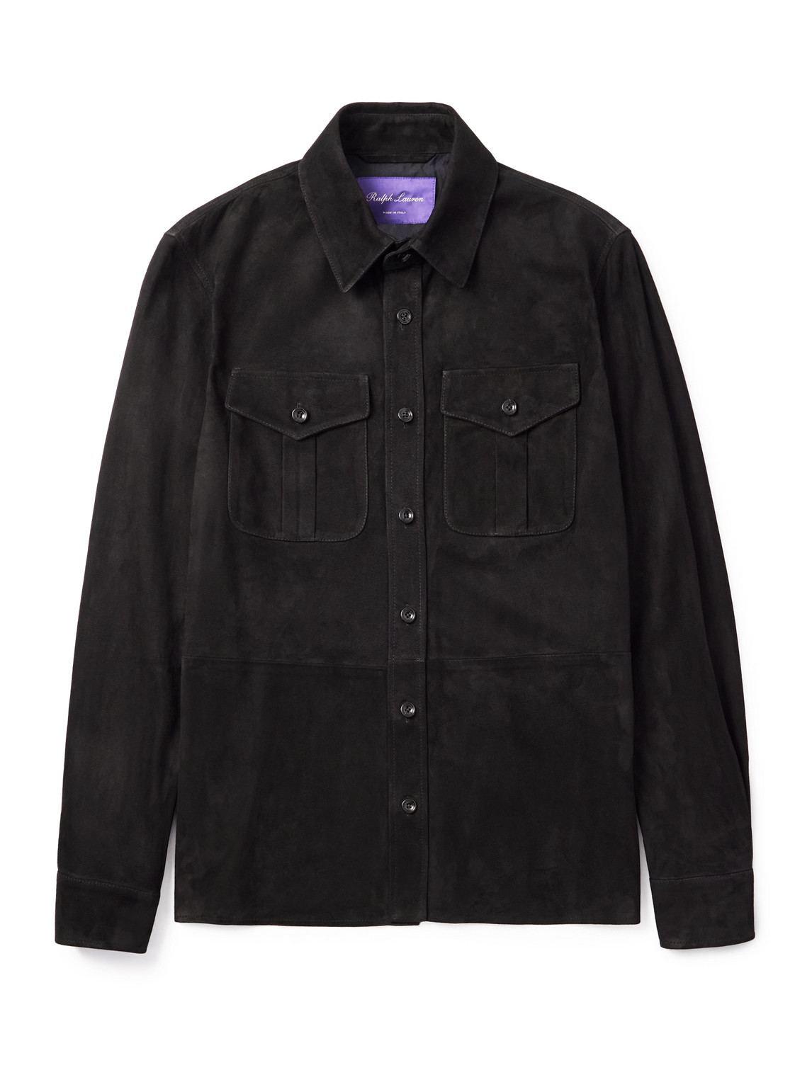 Ralph Lauren Barron Suede Overshirt In Black