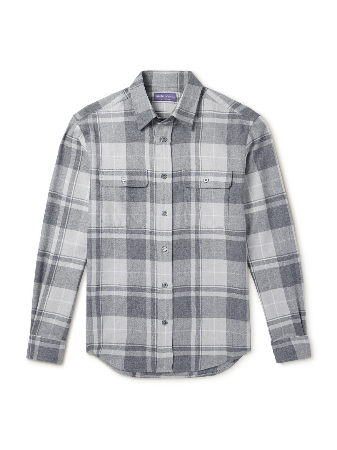 Ralph Lauren Cooper Checked Wool, Silk And Cashmere-blend Flannel Shirt