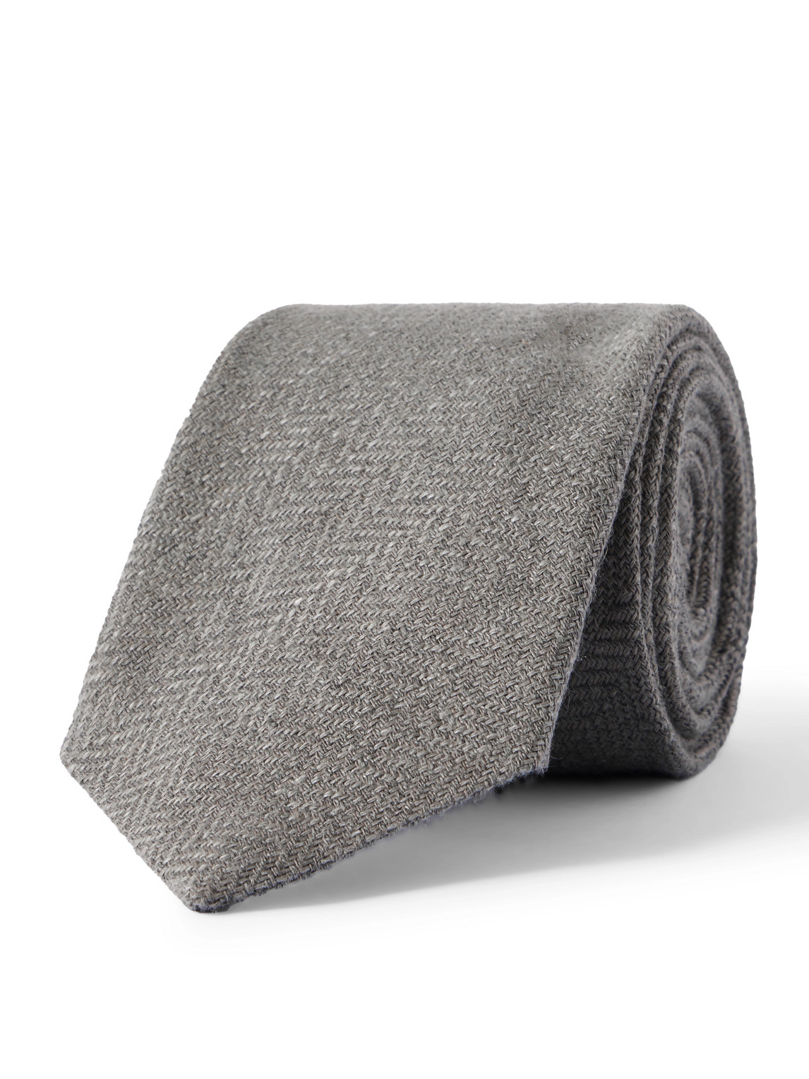 Herringbone Linen, Silk and Cotton-Blend Neck Tie