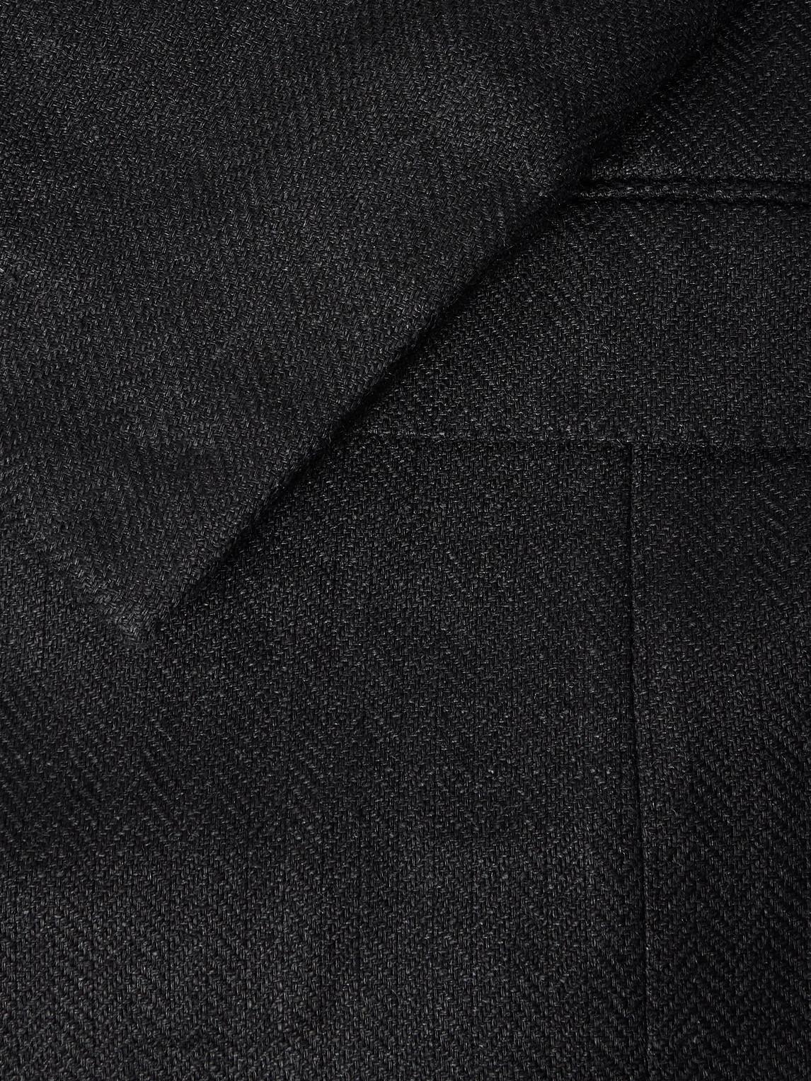 Ralph Lauren Kent Herringbone Linen, Silk And Cotton-blend Suit Jacket In Black