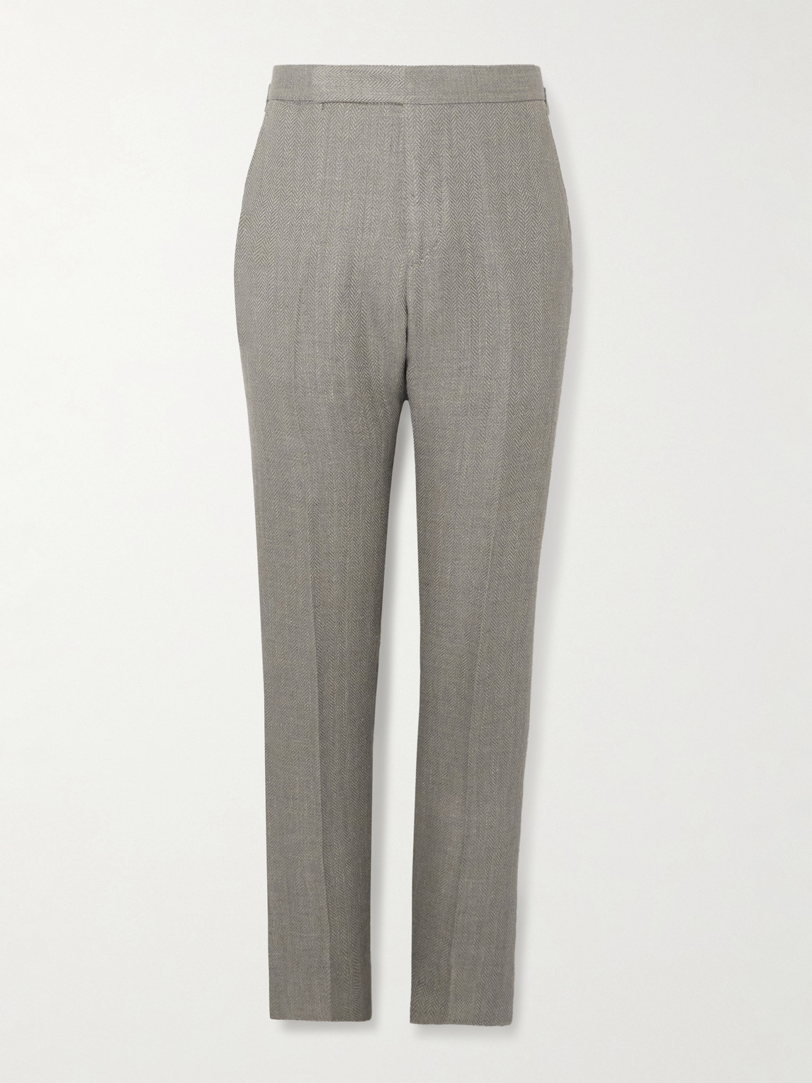 Ralph Lauren Purple Label Gregory Tapered Herringbone Linen, Silk and Cotton-Blend Trousers - Men