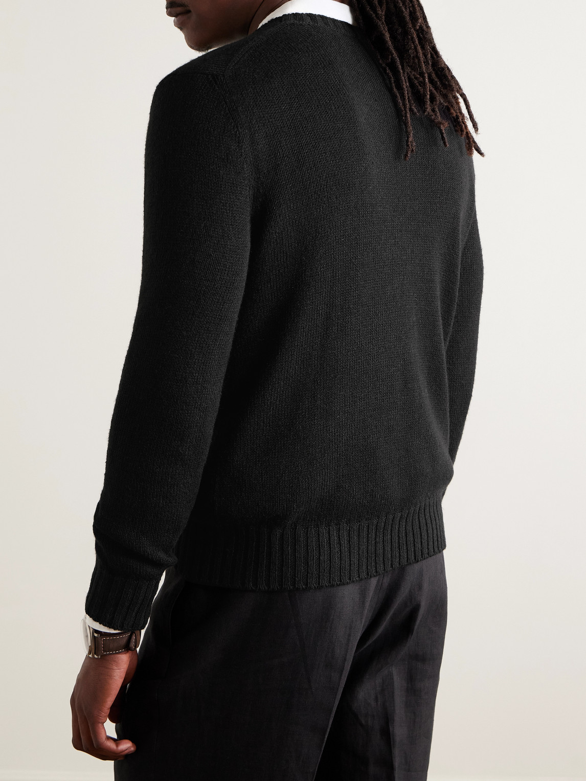 Ralph Lauren Silk And Linen-blend Sweater In Black