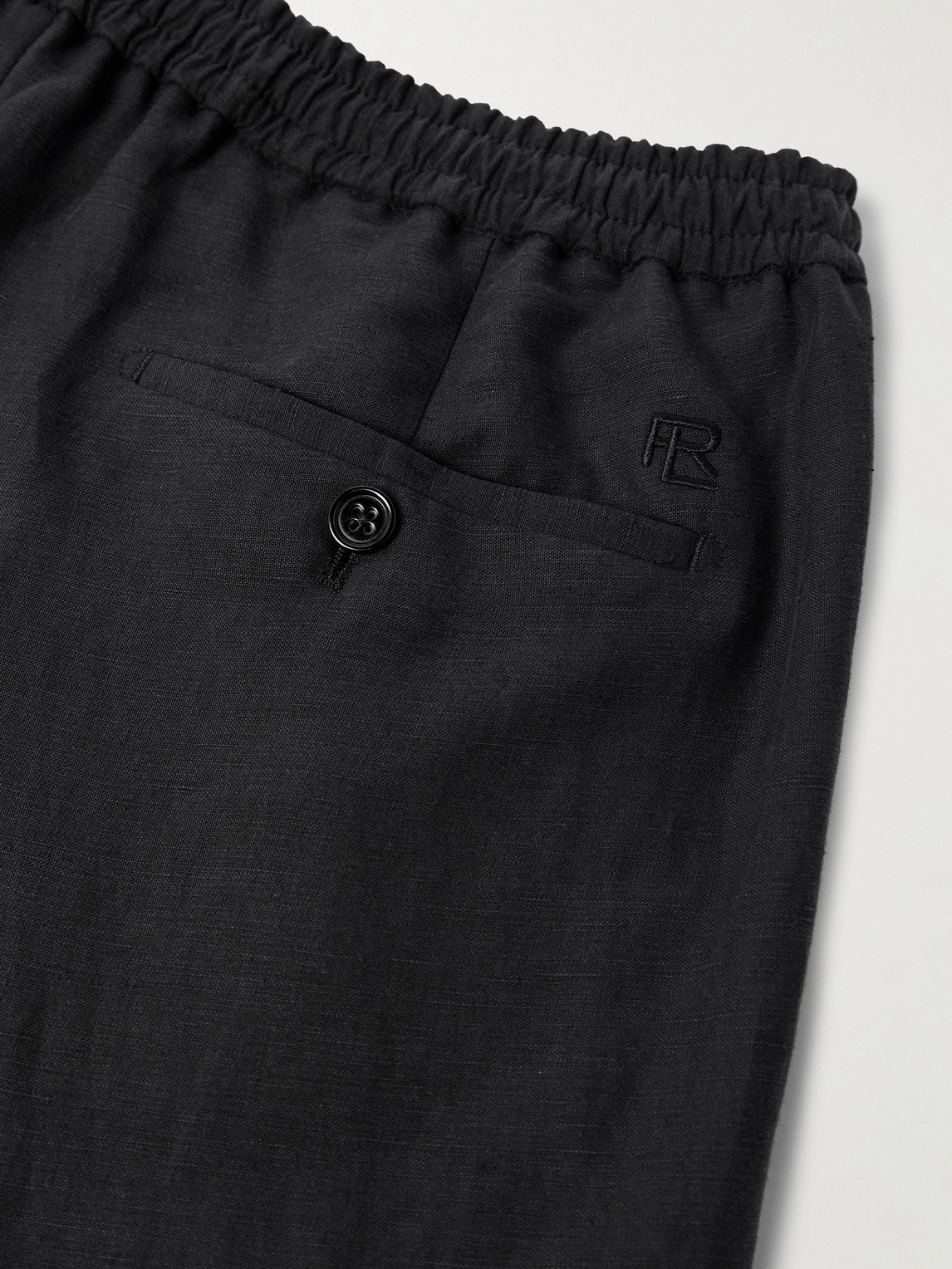 Ralph Lauren Dorest Straight-leg Pleated Silk And Linen-blend Drawstring Shorts In Black
