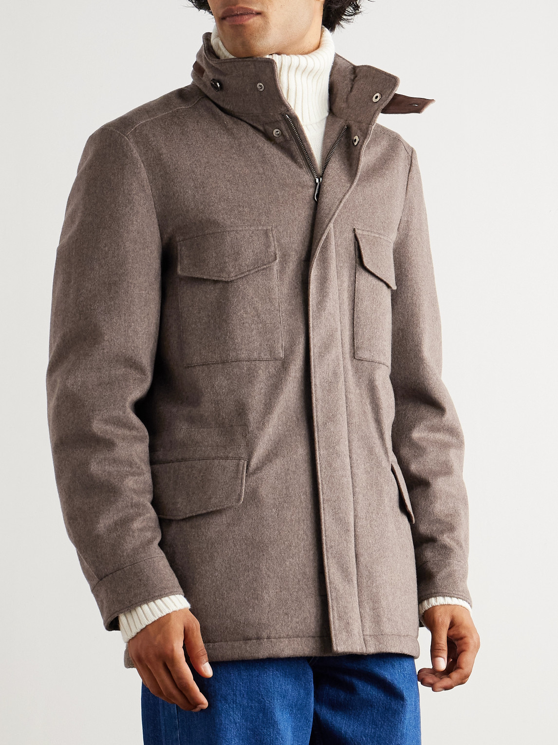 Loro Piana Traveller Padded Rain System® Cashmere Field Jacket In Brown