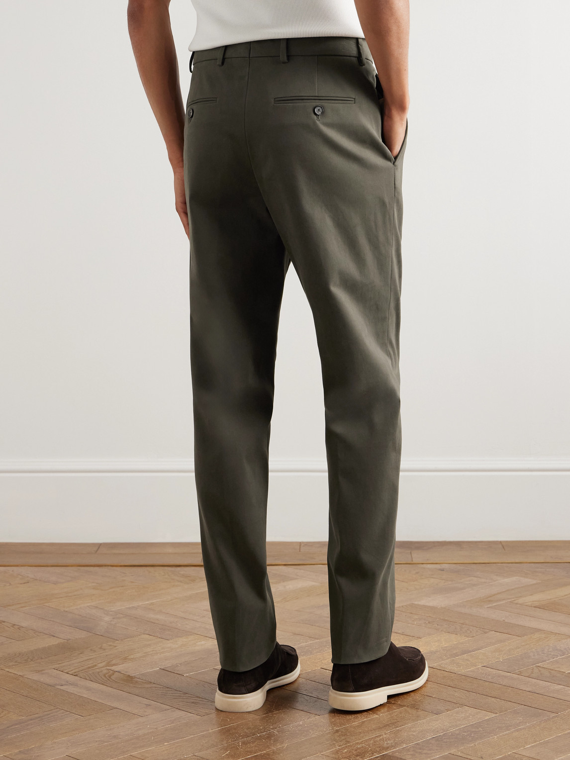 Loro Piana Jarno Austin Straight-leg Stretch-cotton Twill Trousers In Green